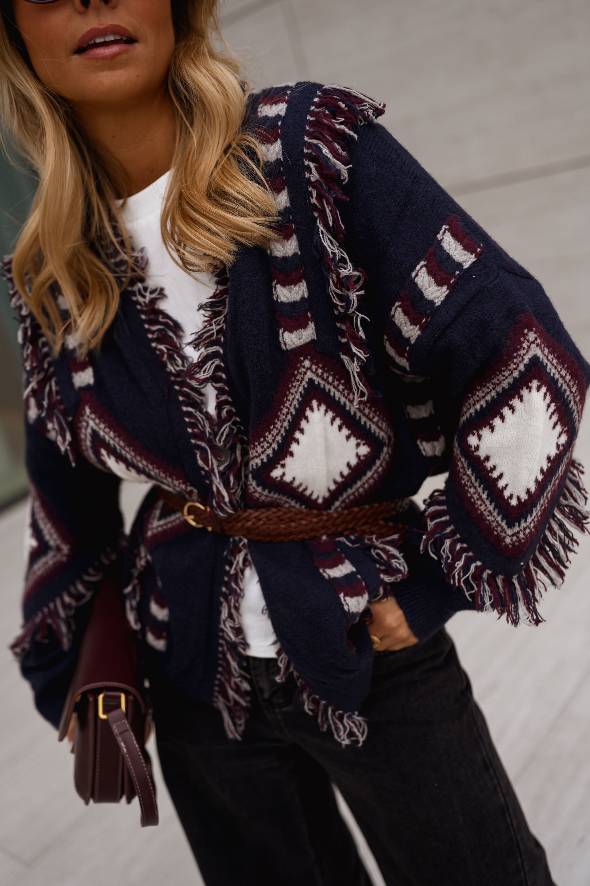 Blue Patterned Leone Cardigan