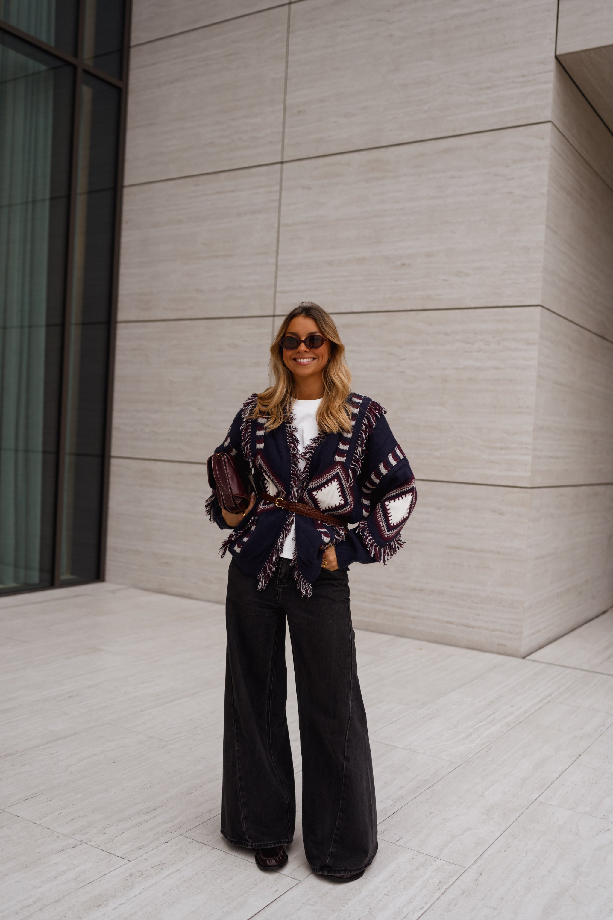 Blue Patterned Leone Cardigan