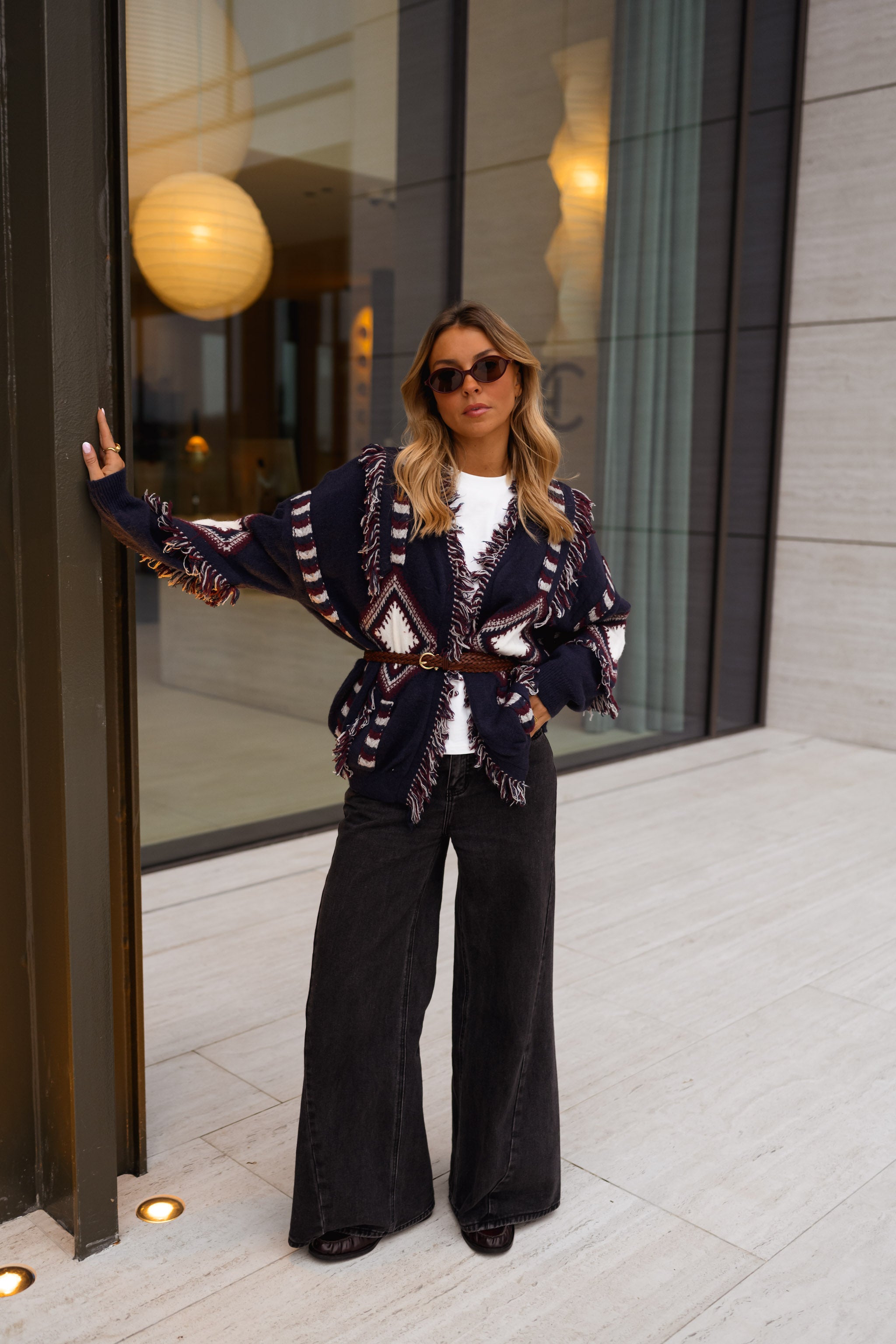 Blue Patterned Leone Cardigan