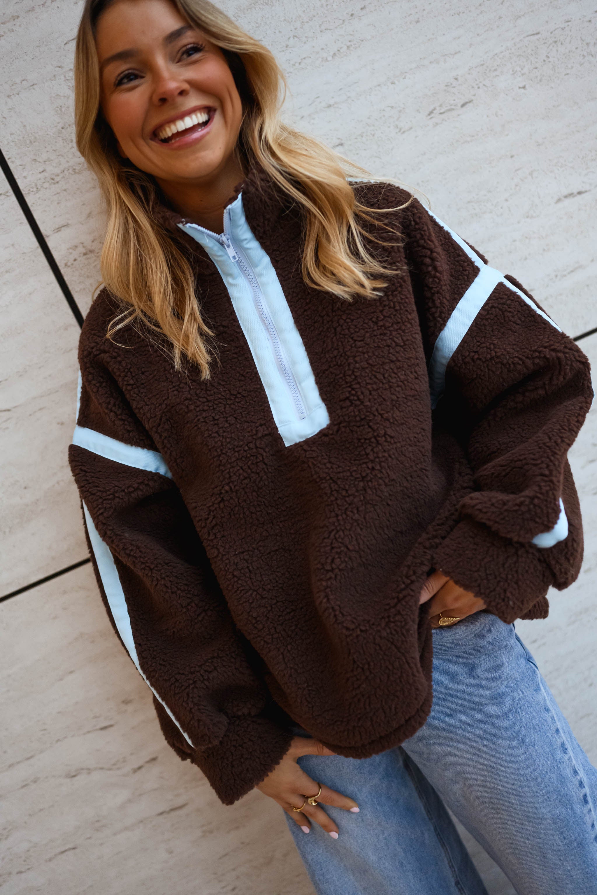 Brown and Blue Faba Fleece