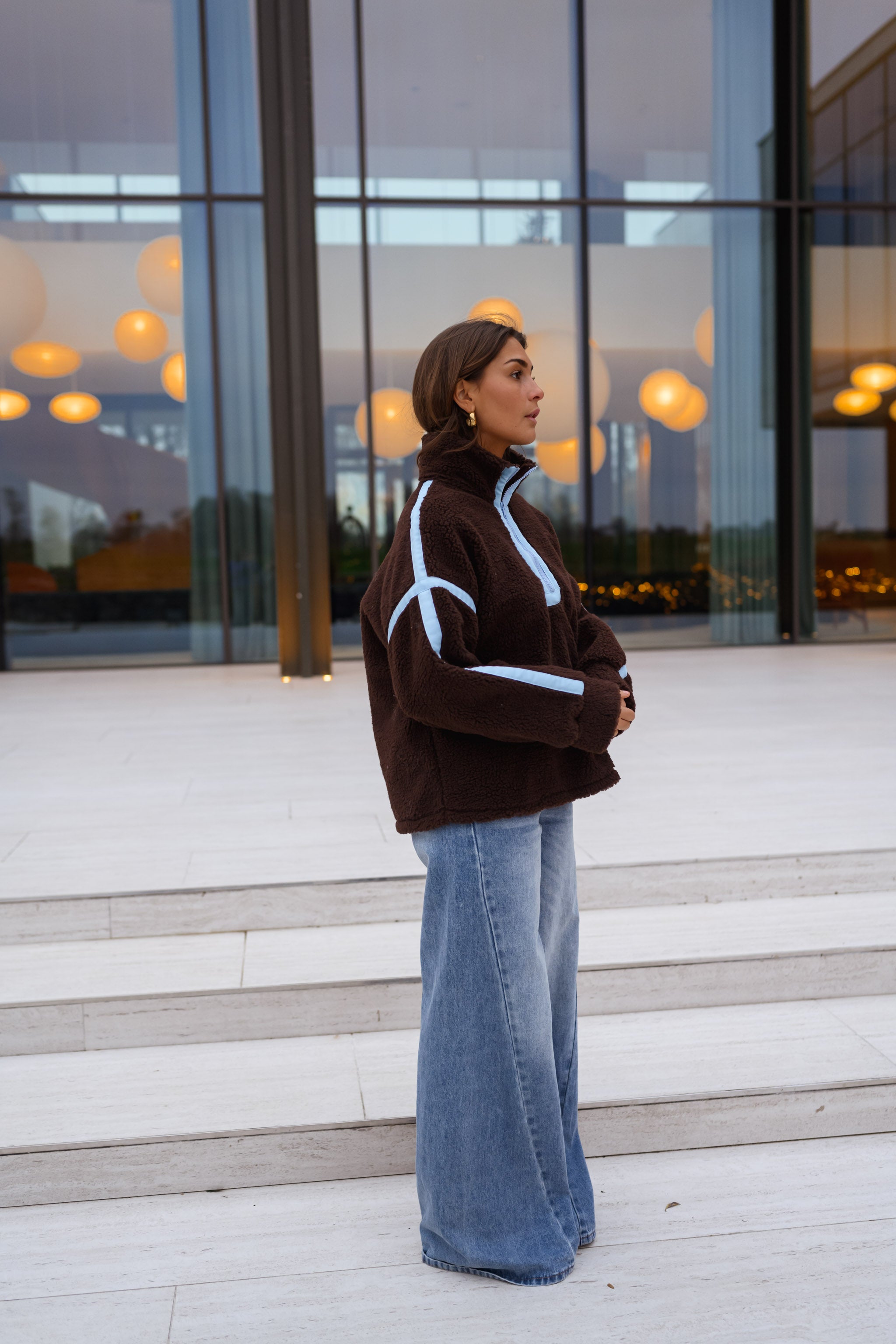 Brown and Blue Faba Fleece