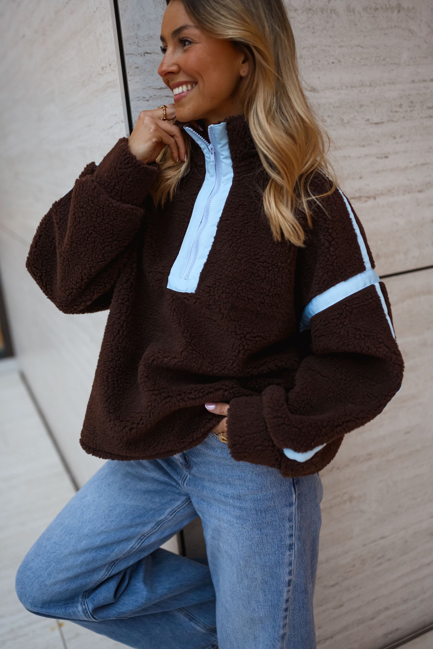 Brown and Blue Faba Fleece