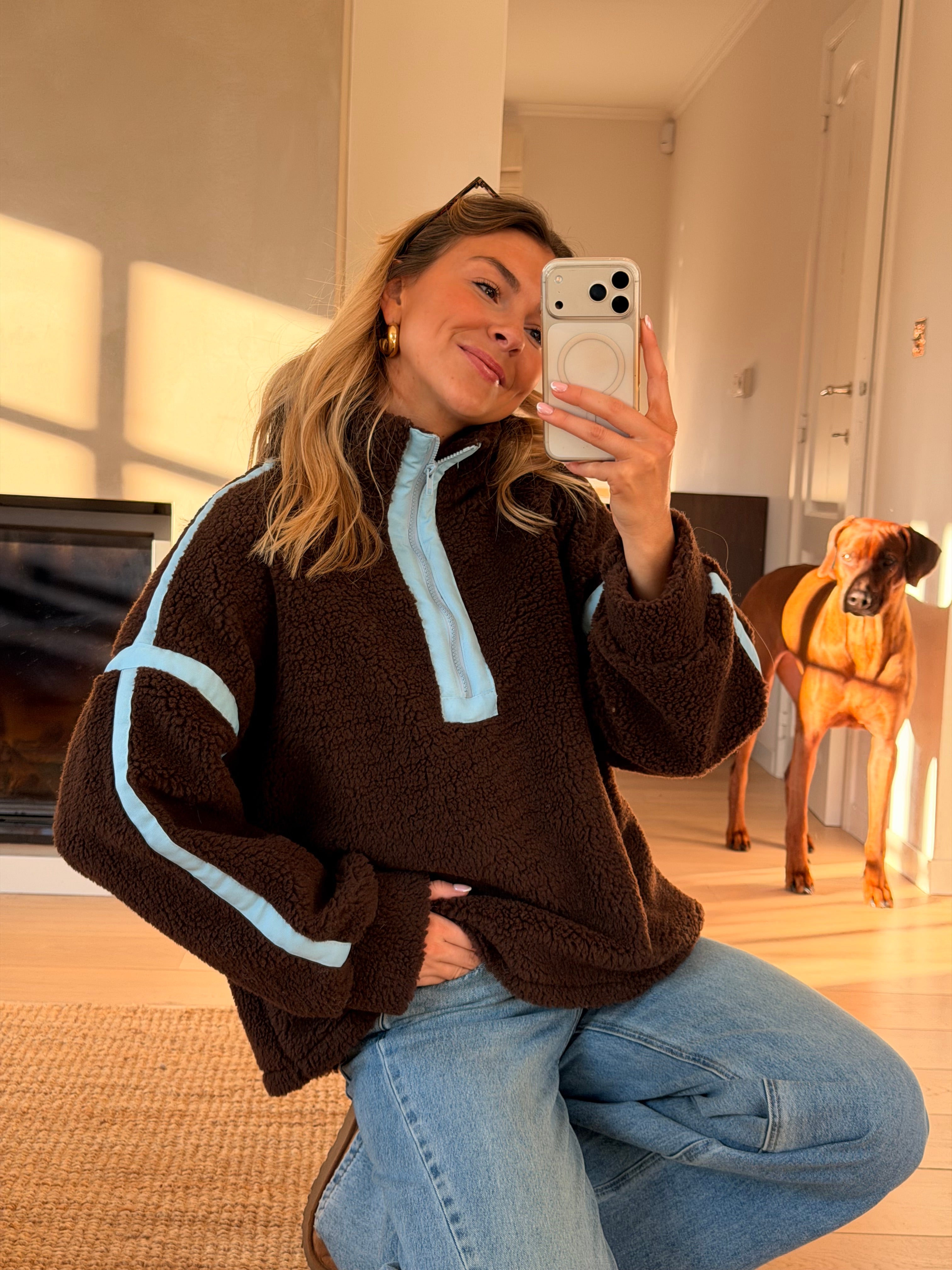 Brown and Blue Faba Fleece