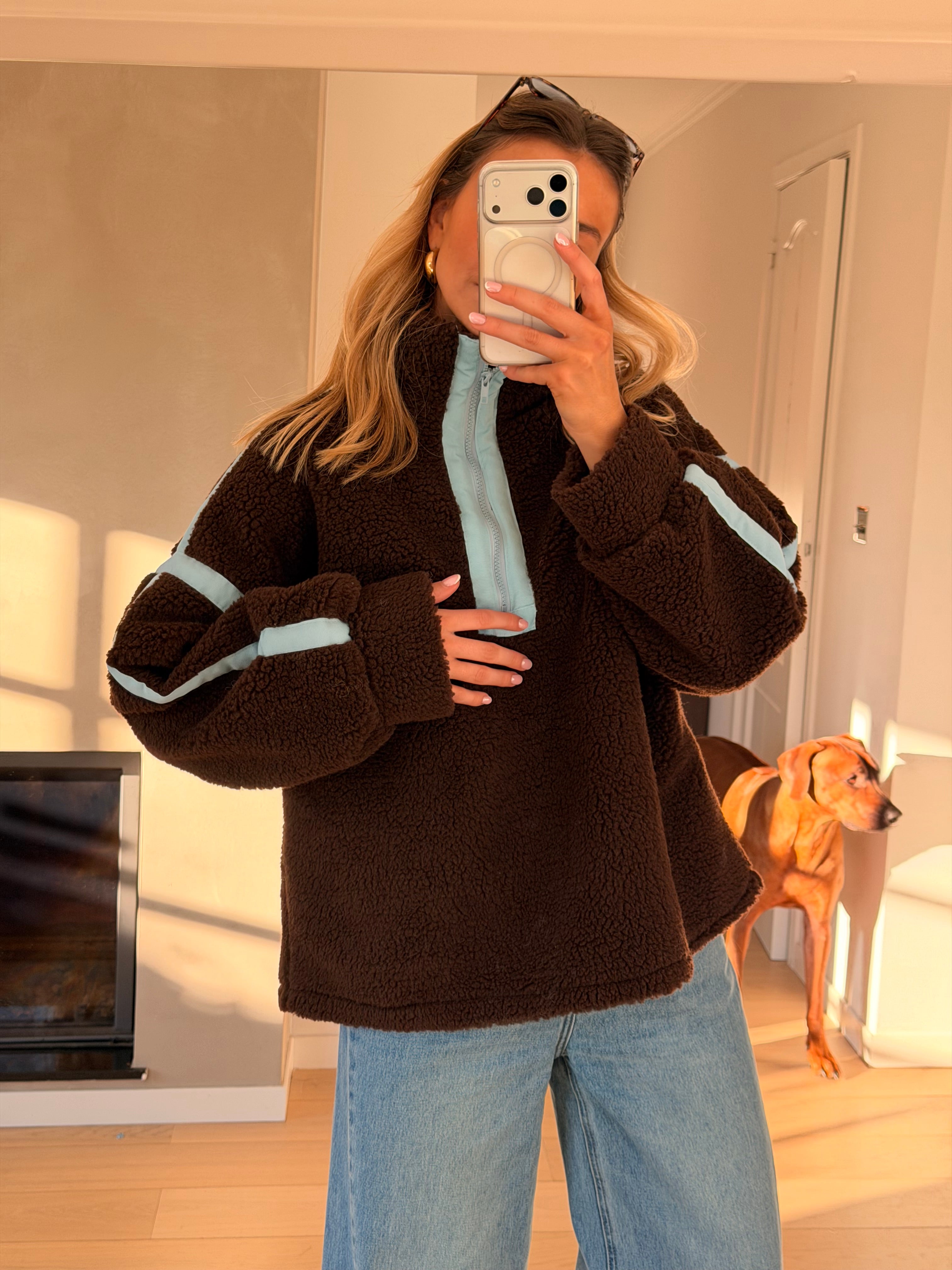 Brown and Blue Faba Fleece