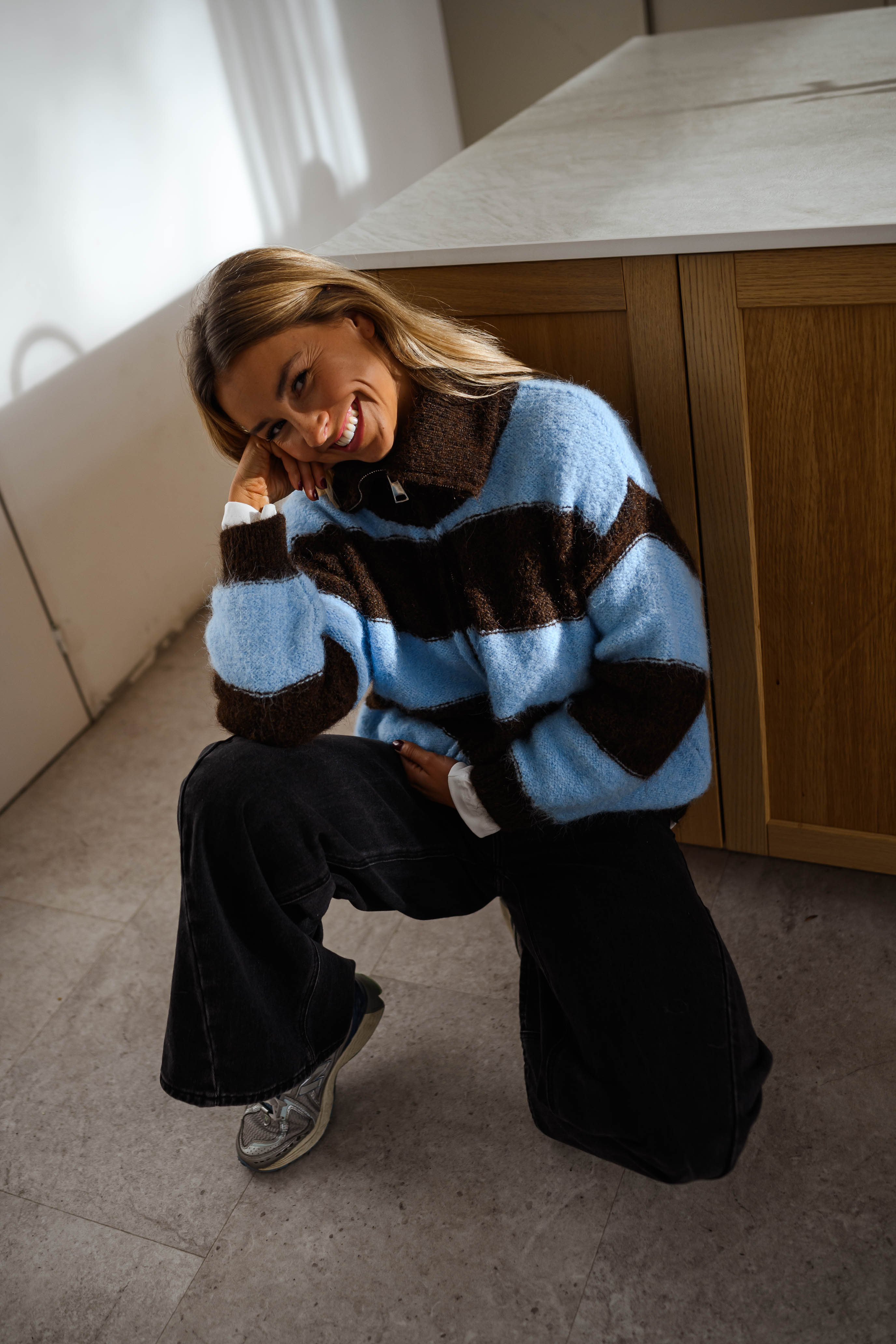 Brown and Blue Striped Tori Cardigan