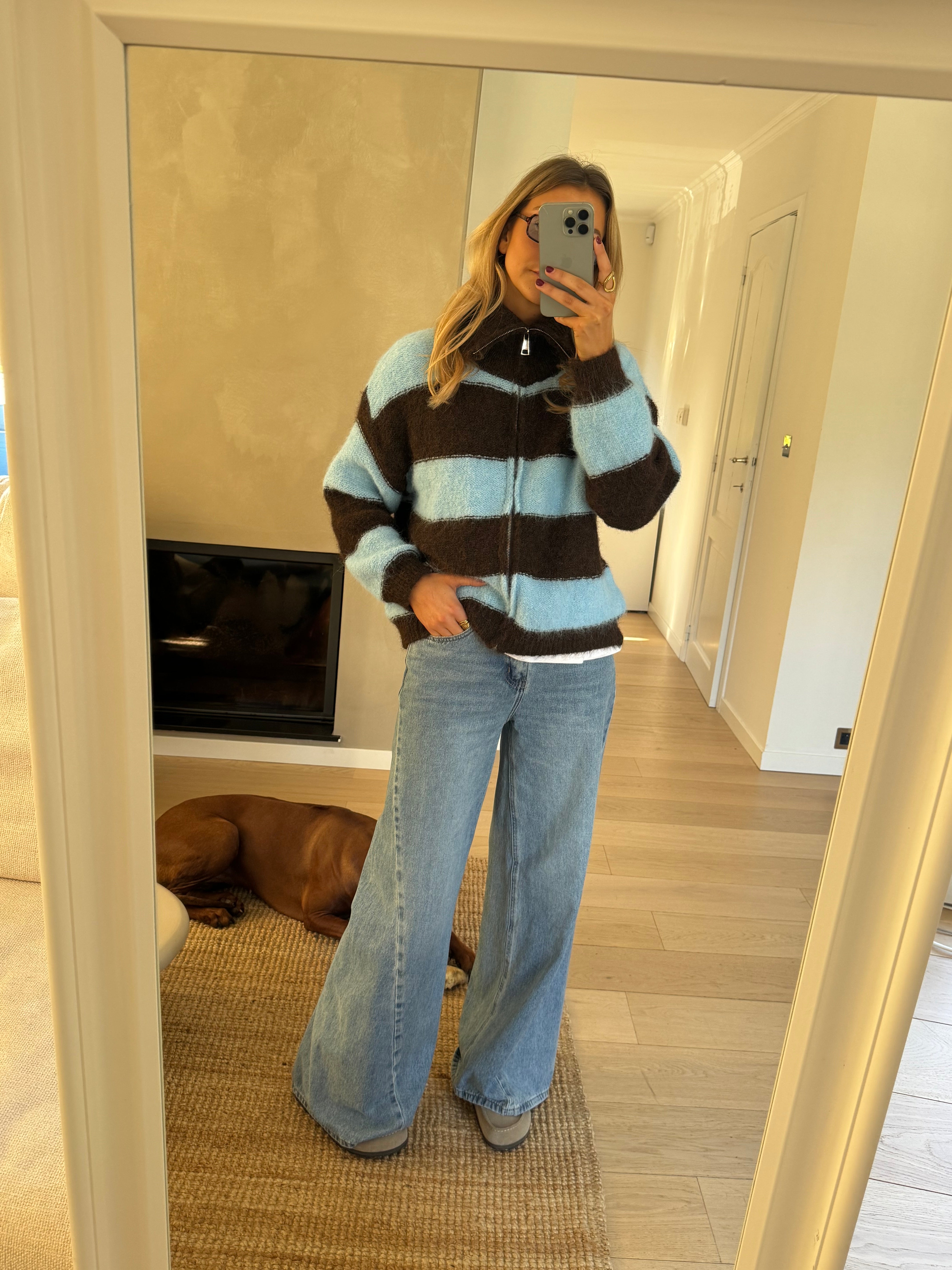 Brown and Blue Striped Tori Cardigan