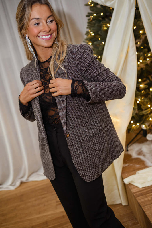 Brown Checkered Eloa Jacket