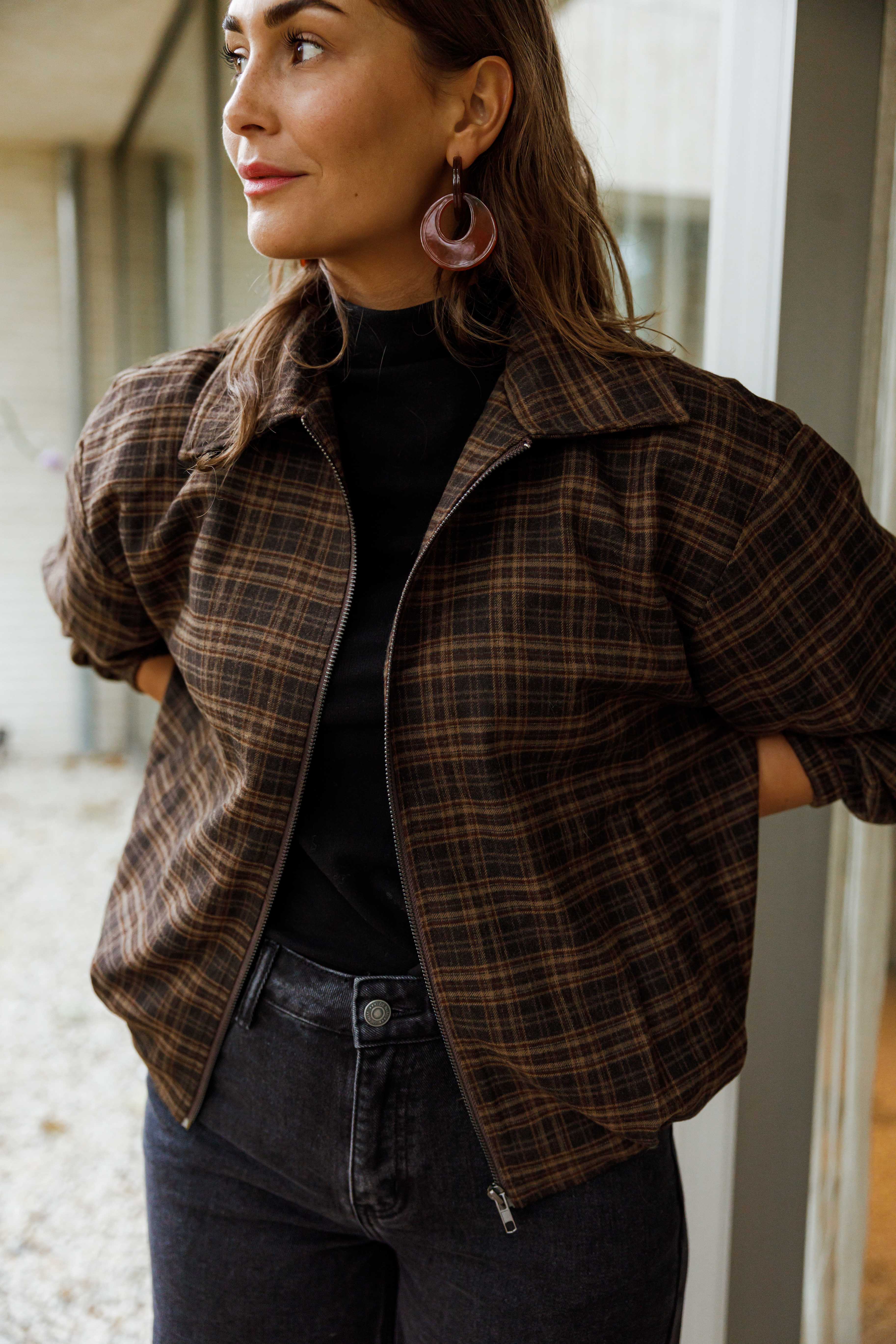 Brown Checkered Philipa Jacket