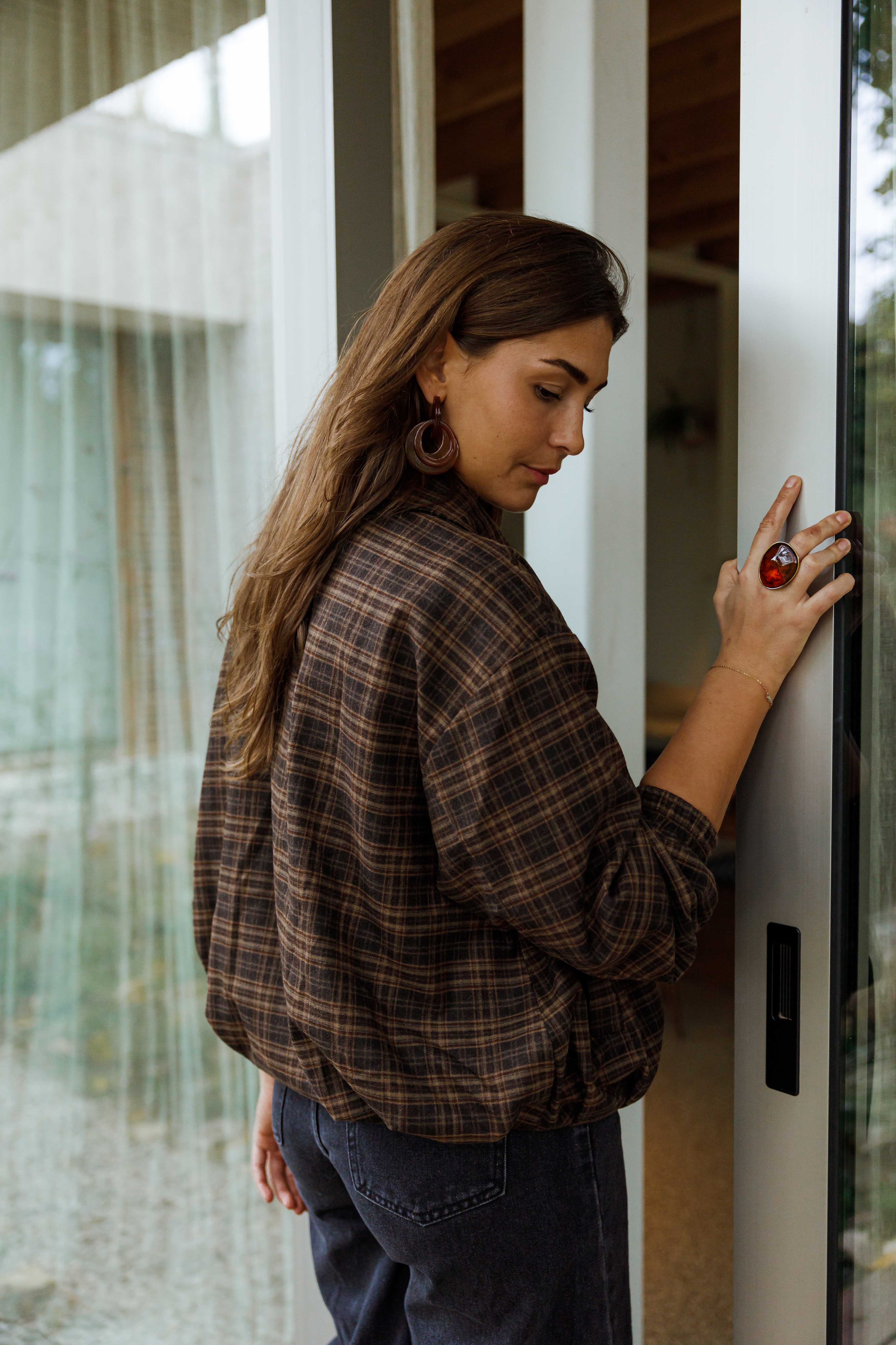 Brown Checkered Philipa Jacket