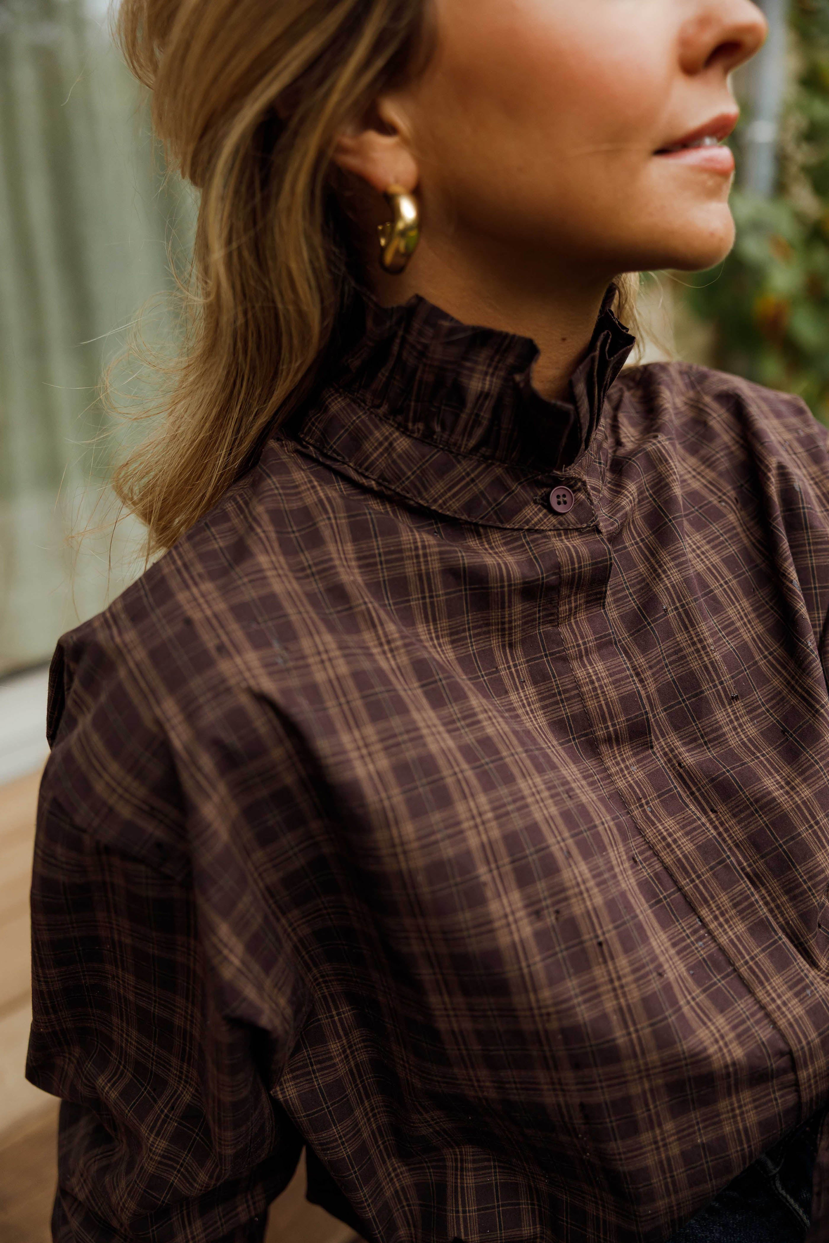 Brown Checkered Therese Shirt