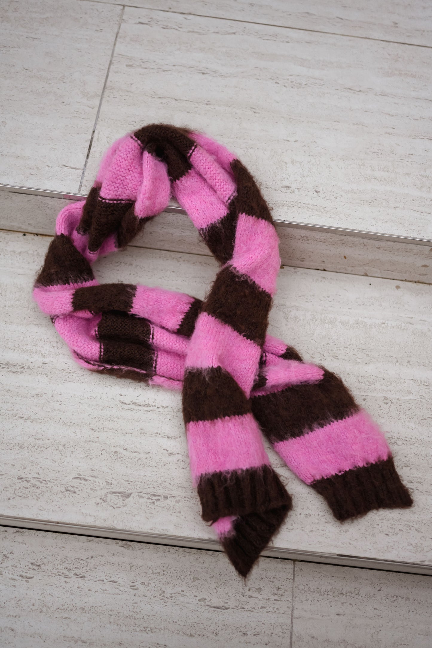 Brown and Pink Striped Stina Scarf