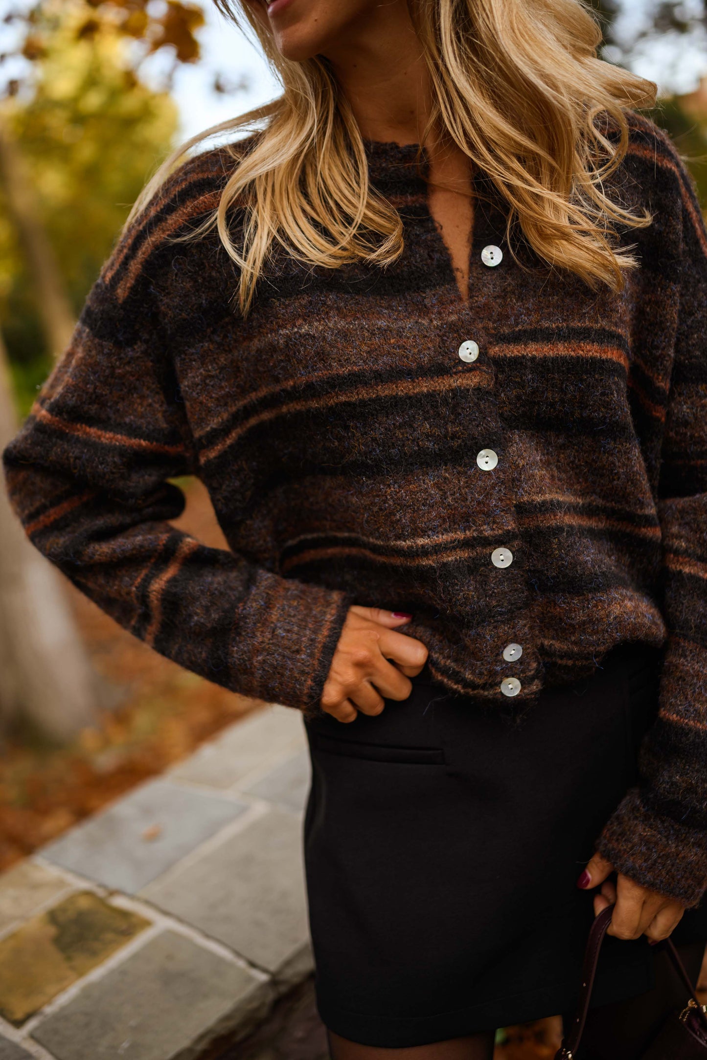 Brown Striped Audelia Cardigan