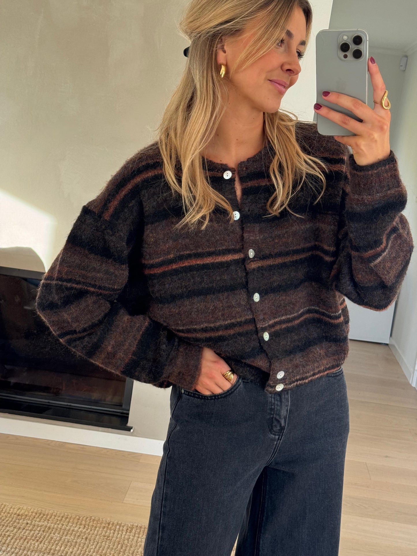 Brown Striped Audelia Cardigan