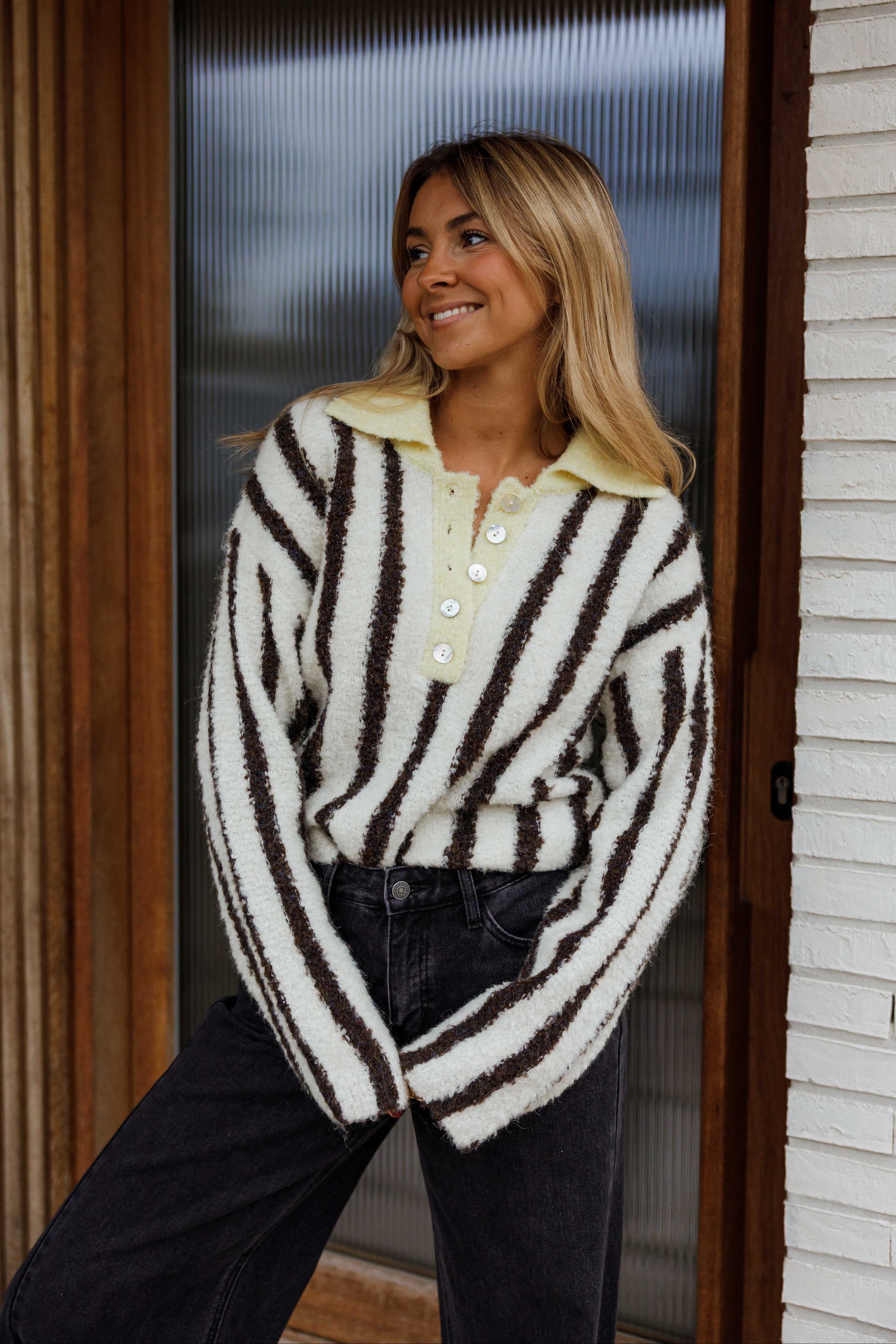 Brown Striped Edith Sweater