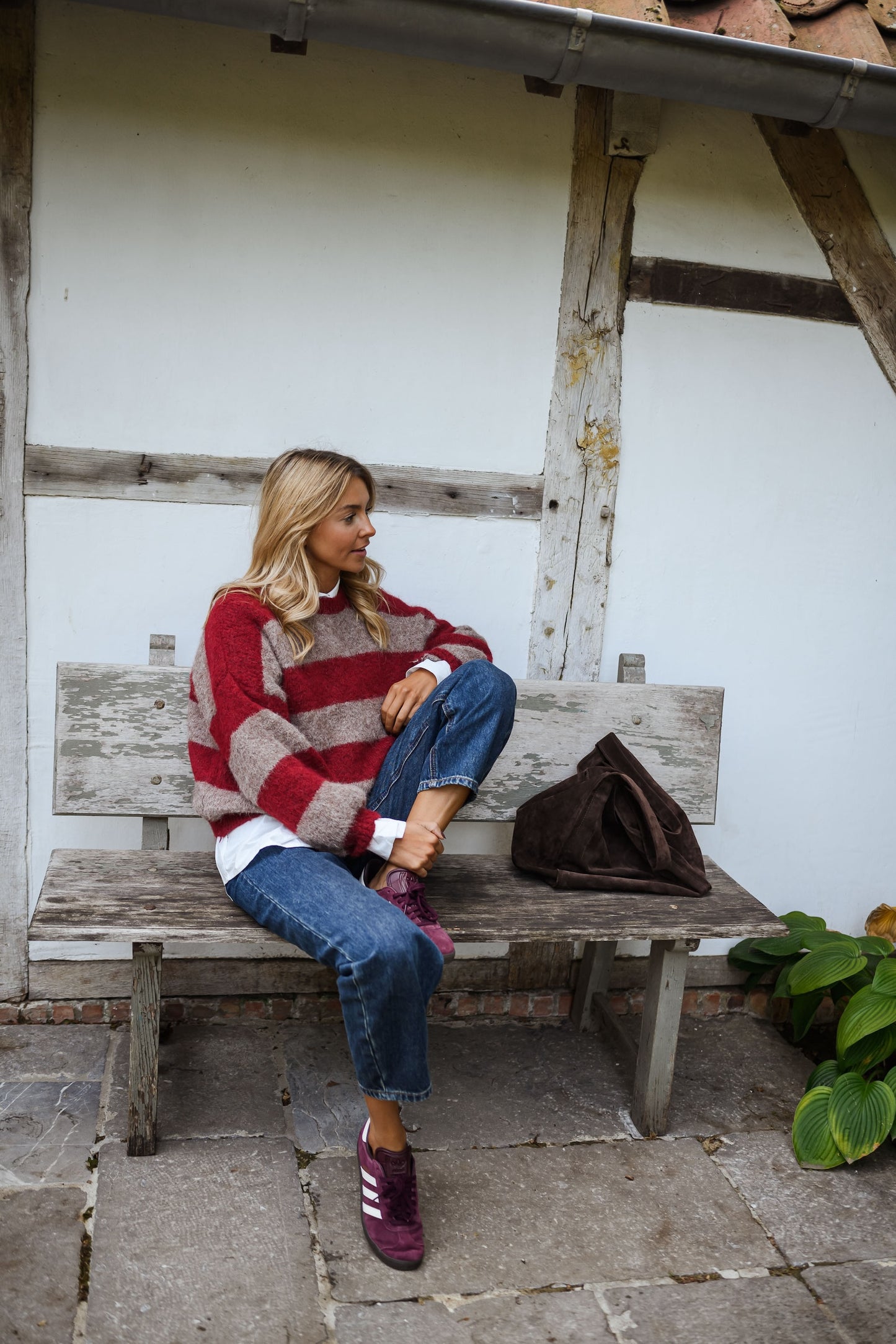 Burgundy and Brown Striped Ralphy Sweater