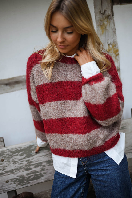 Burgundy and Brown Striped Ralphy Sweater – Easy Clothes North America
