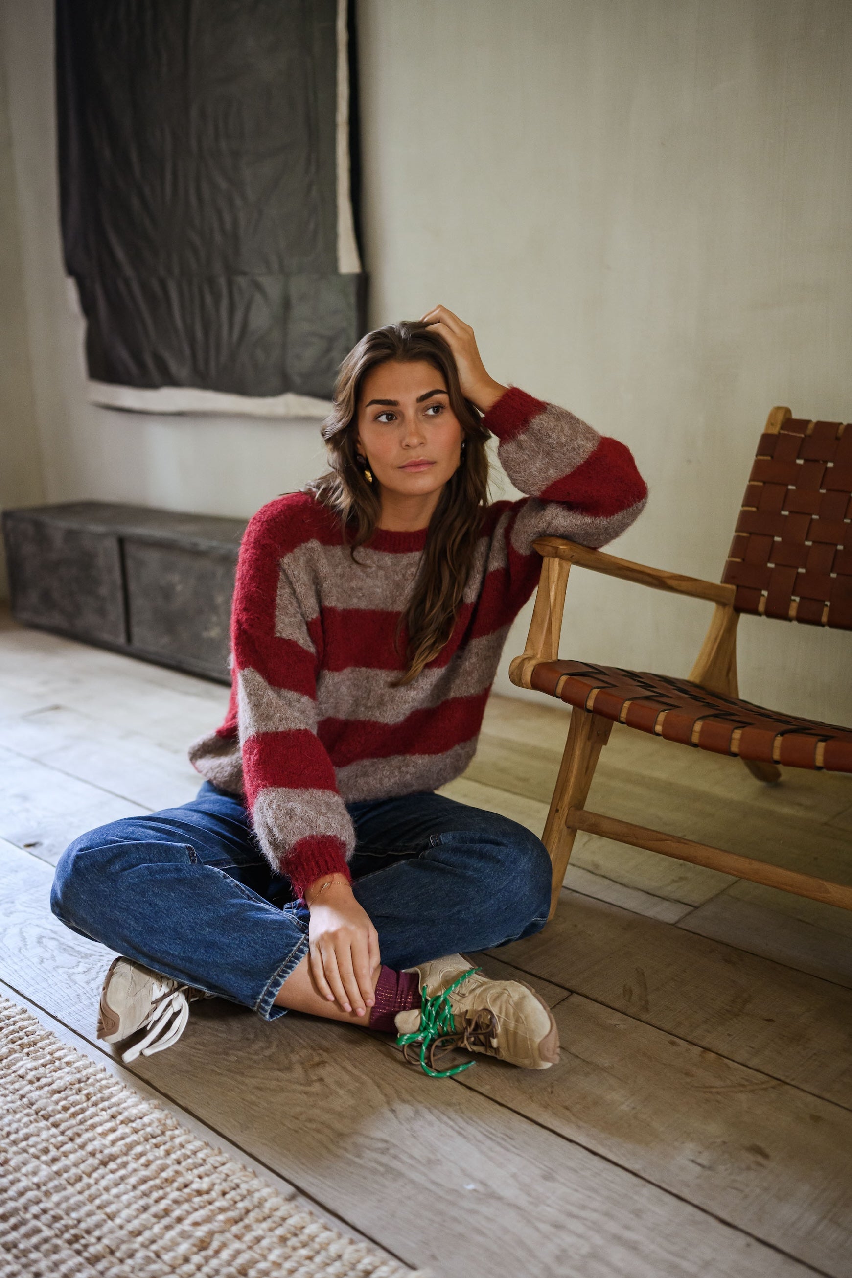 Burgundy and Brown Striped Ralphy Sweater
