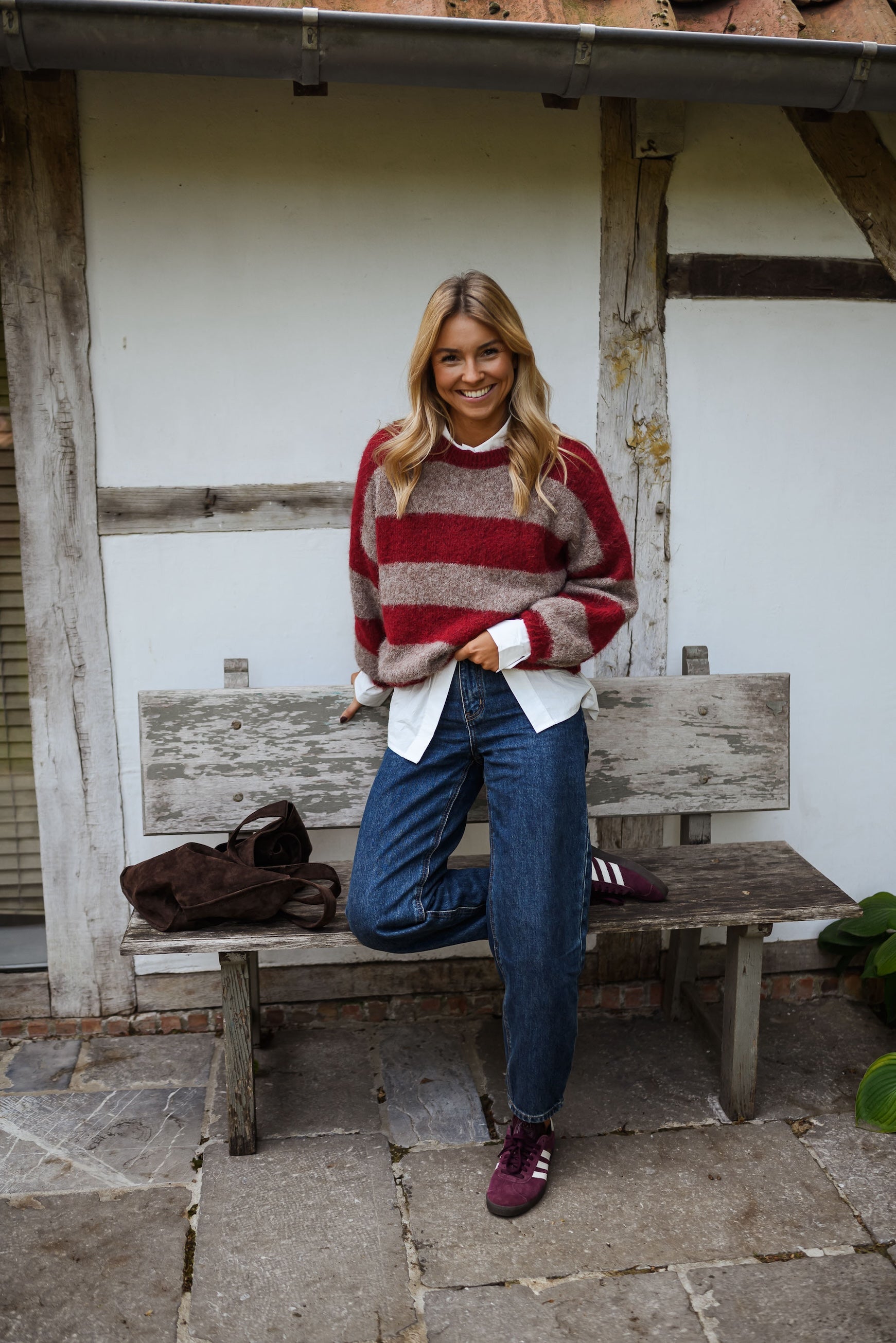 Burgundy and Brown Striped Ralphy Sweater