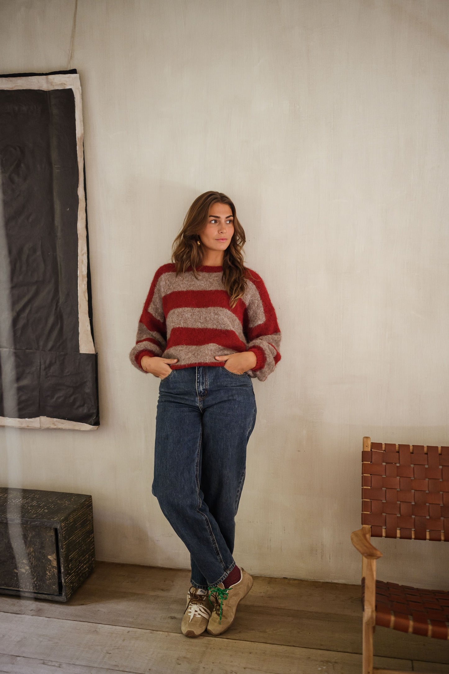 Burgundy and Brown Striped Ralphy Sweater