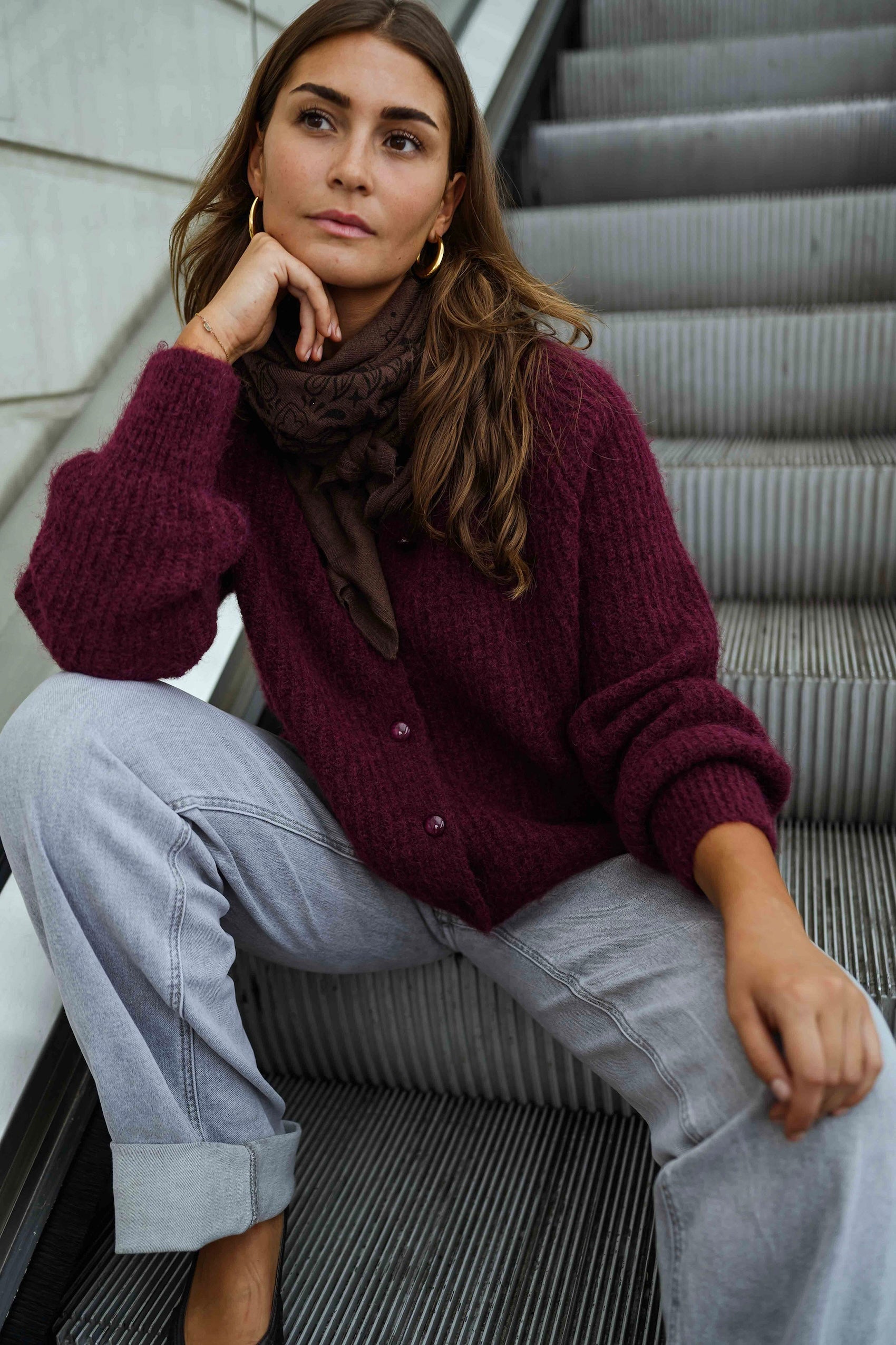 Burgundy Elony Cardigan