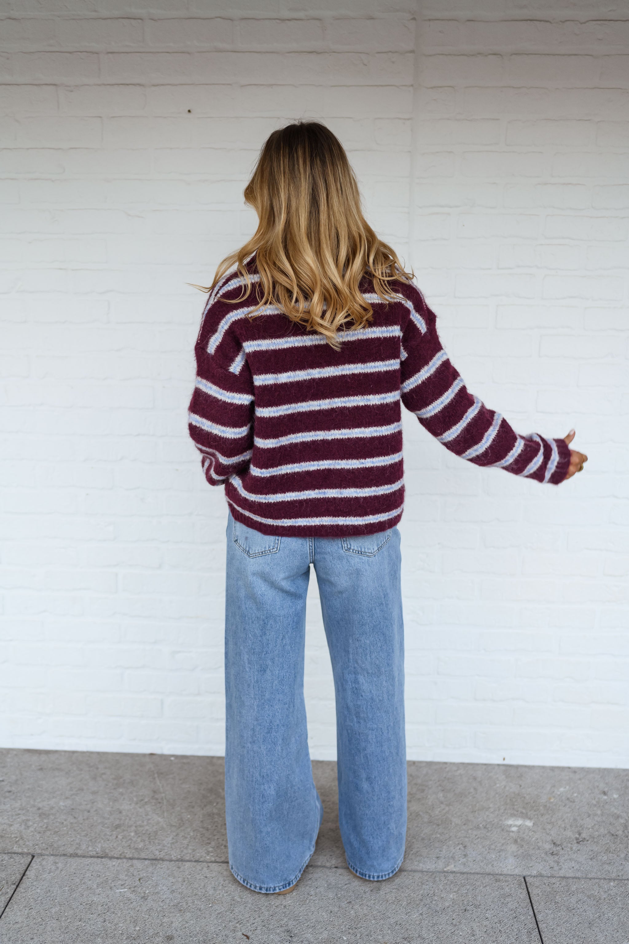 Burgundy Striped Tamlin Sweater