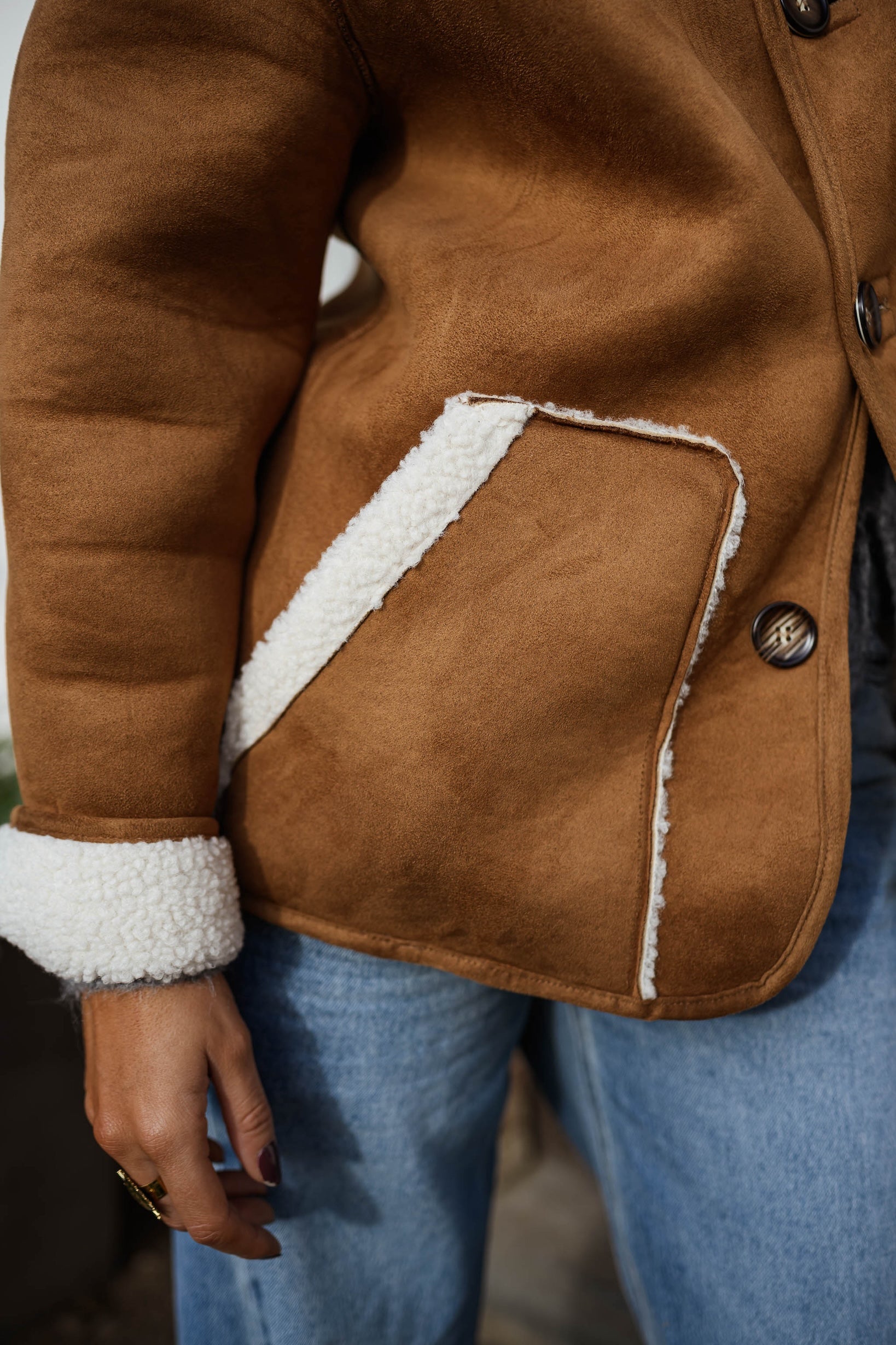 Camel Shearling Ninho Coat