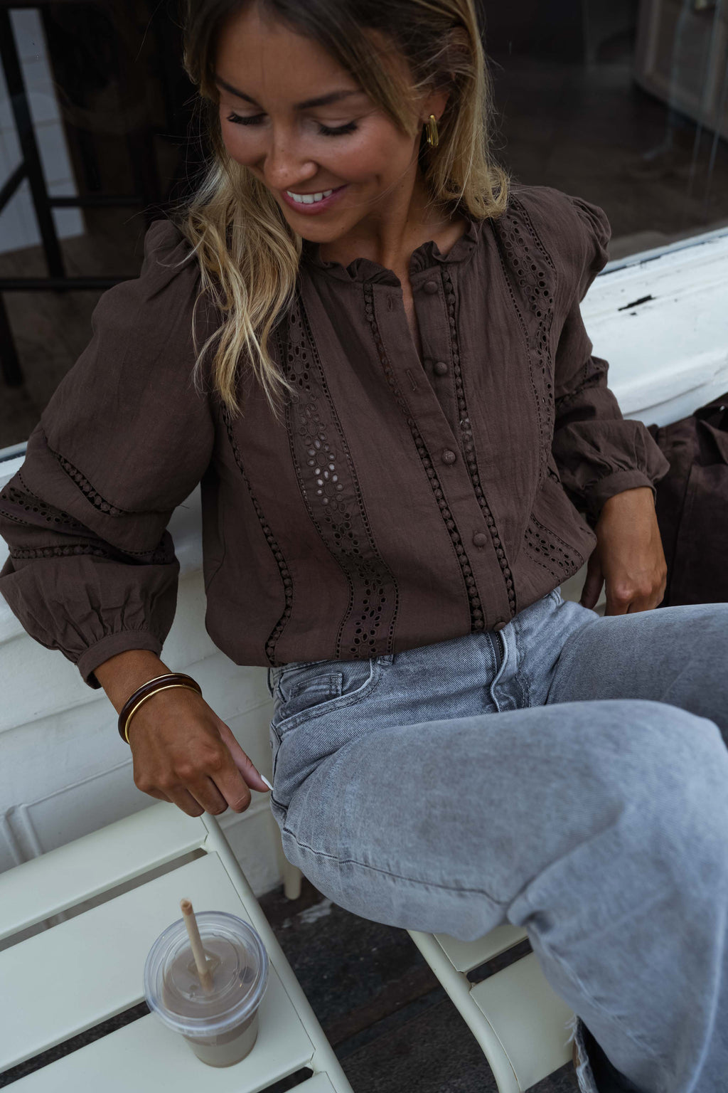 Chocolate Grain Broderie Anglaise Blouse | Easy Clothes | Easy