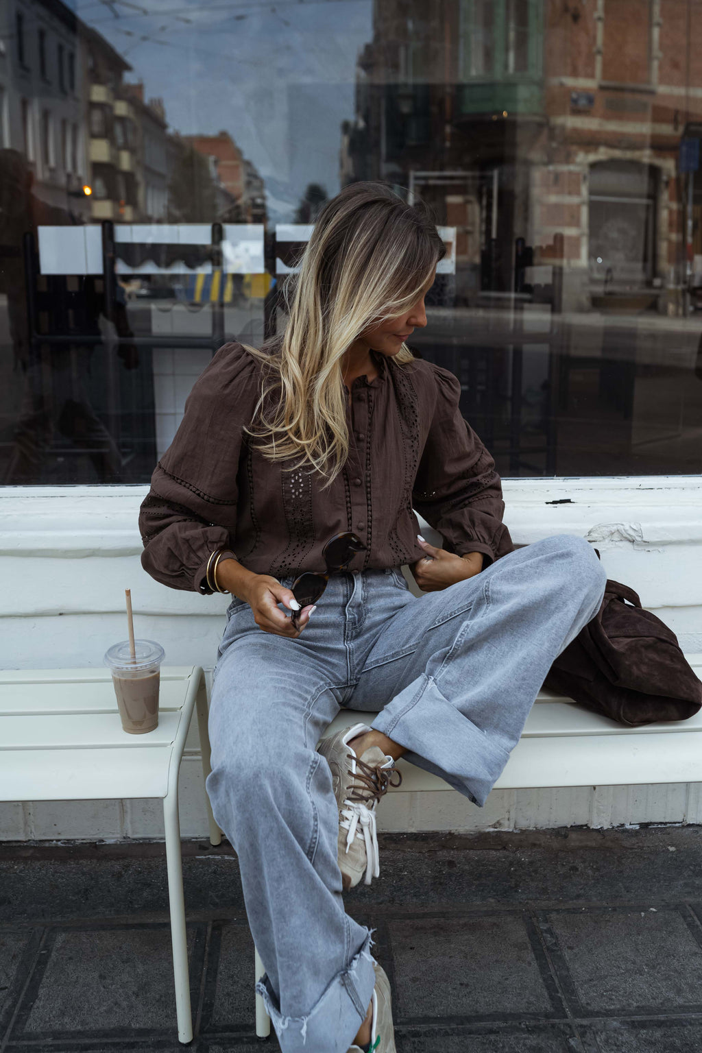 Chocolate Grain Broderie Anglaise Blouse | Easy Clothes