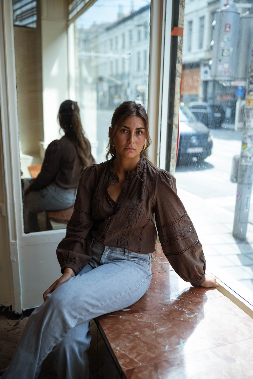 Chocolate Grain Broderie Anglaise Blouse | Easy Clothes | Easy
