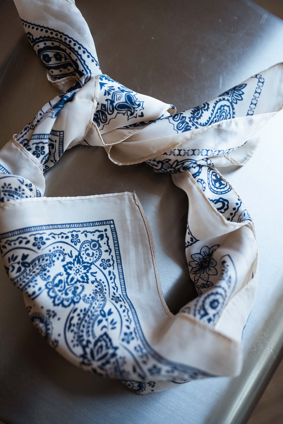 Ecru and Blue Floral Pino Scarf – Easy Clothes North America
