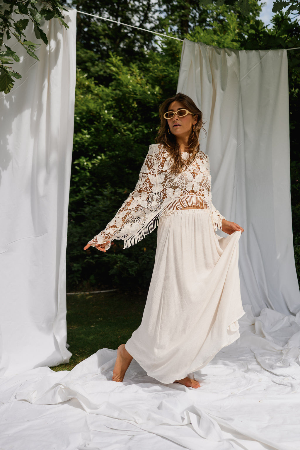 crochet butterfly dress Ecru Blouse Cape sleeve evening dress Size:42 (US Women's 11) This pattern DOES NOT Hosanna 5605 Modest 3-Piece