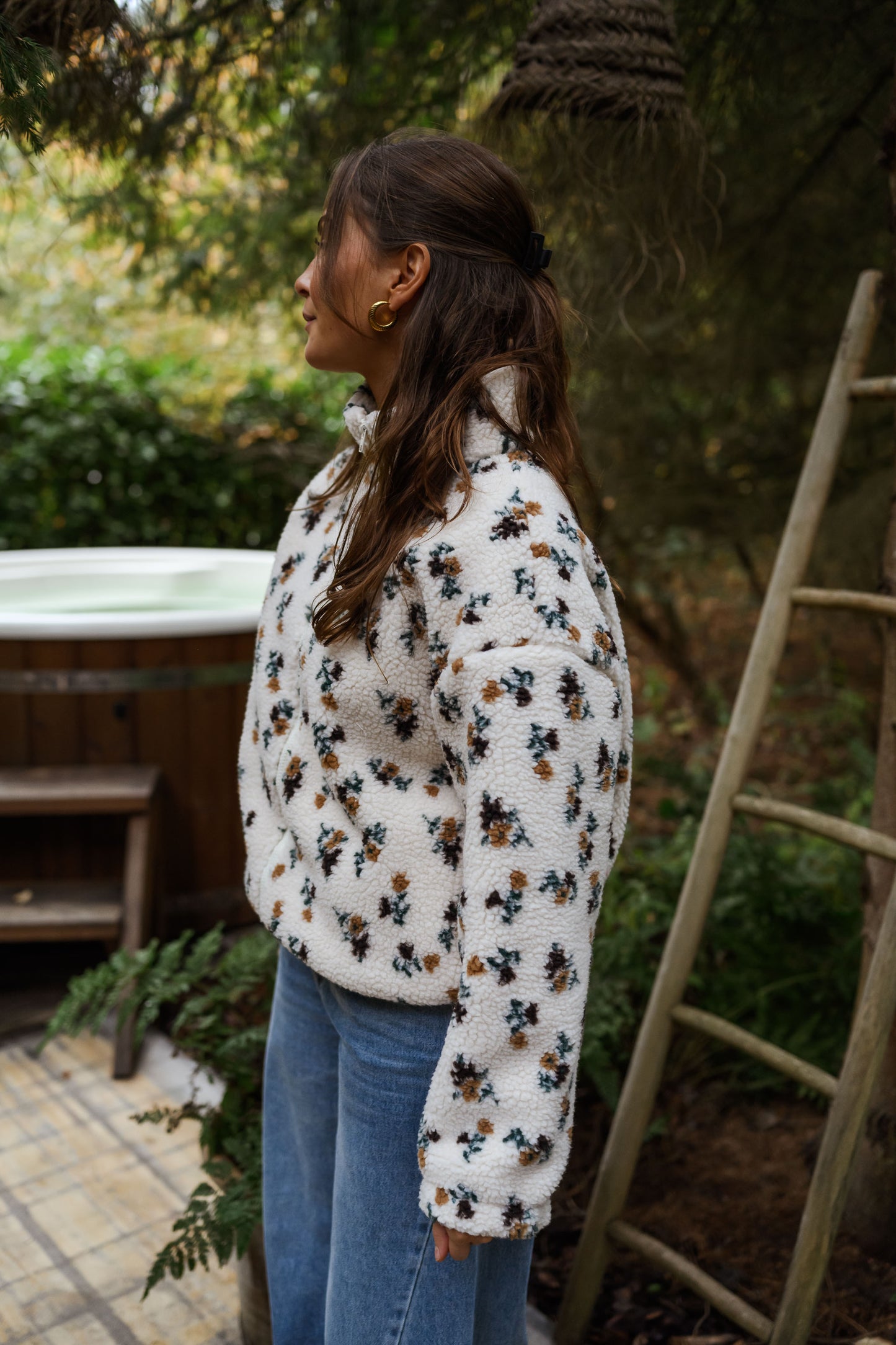 Ecru Floral Alice Fleece Jacket