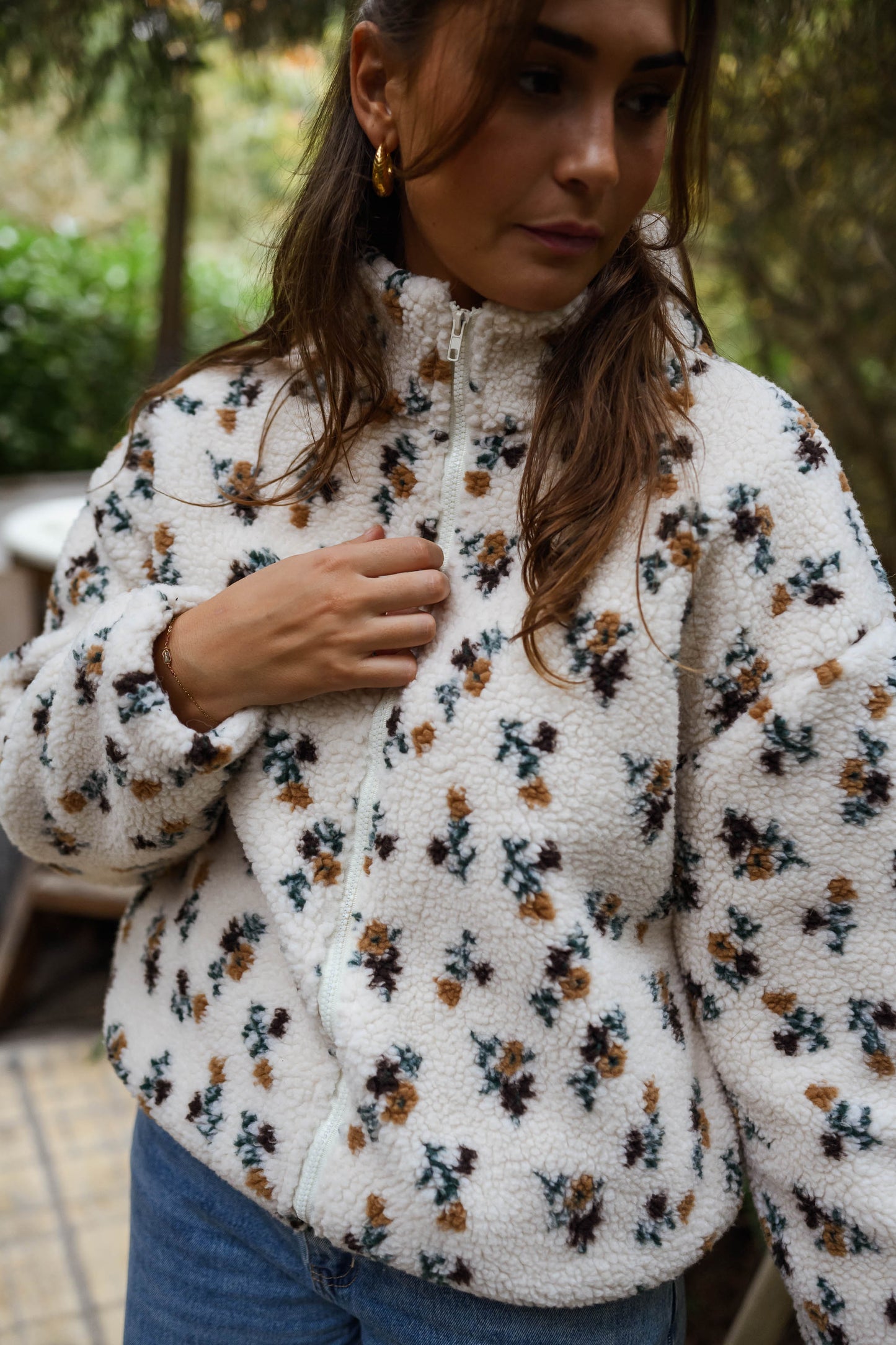 Ecru Floral Alice Fleece Jacket