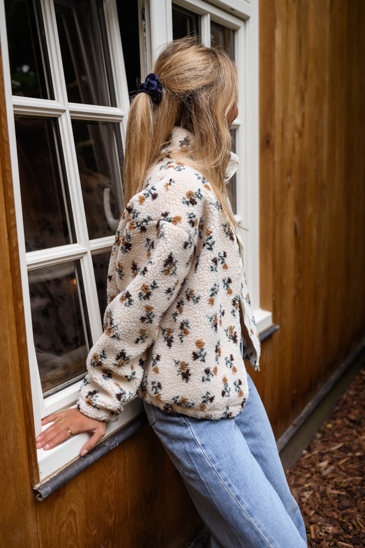 Ecru Floral Alice Fleece Jacket