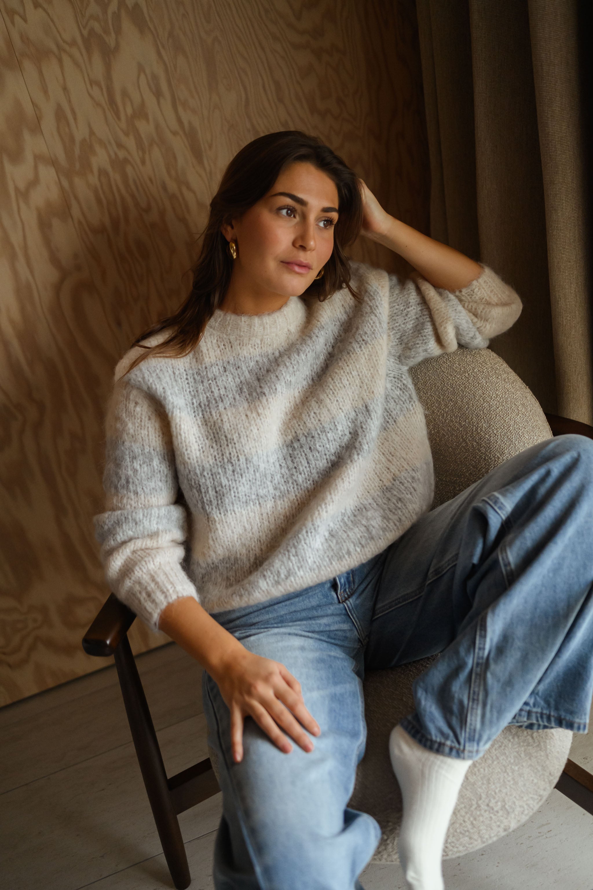 Ecru and Grey Debby Sweater