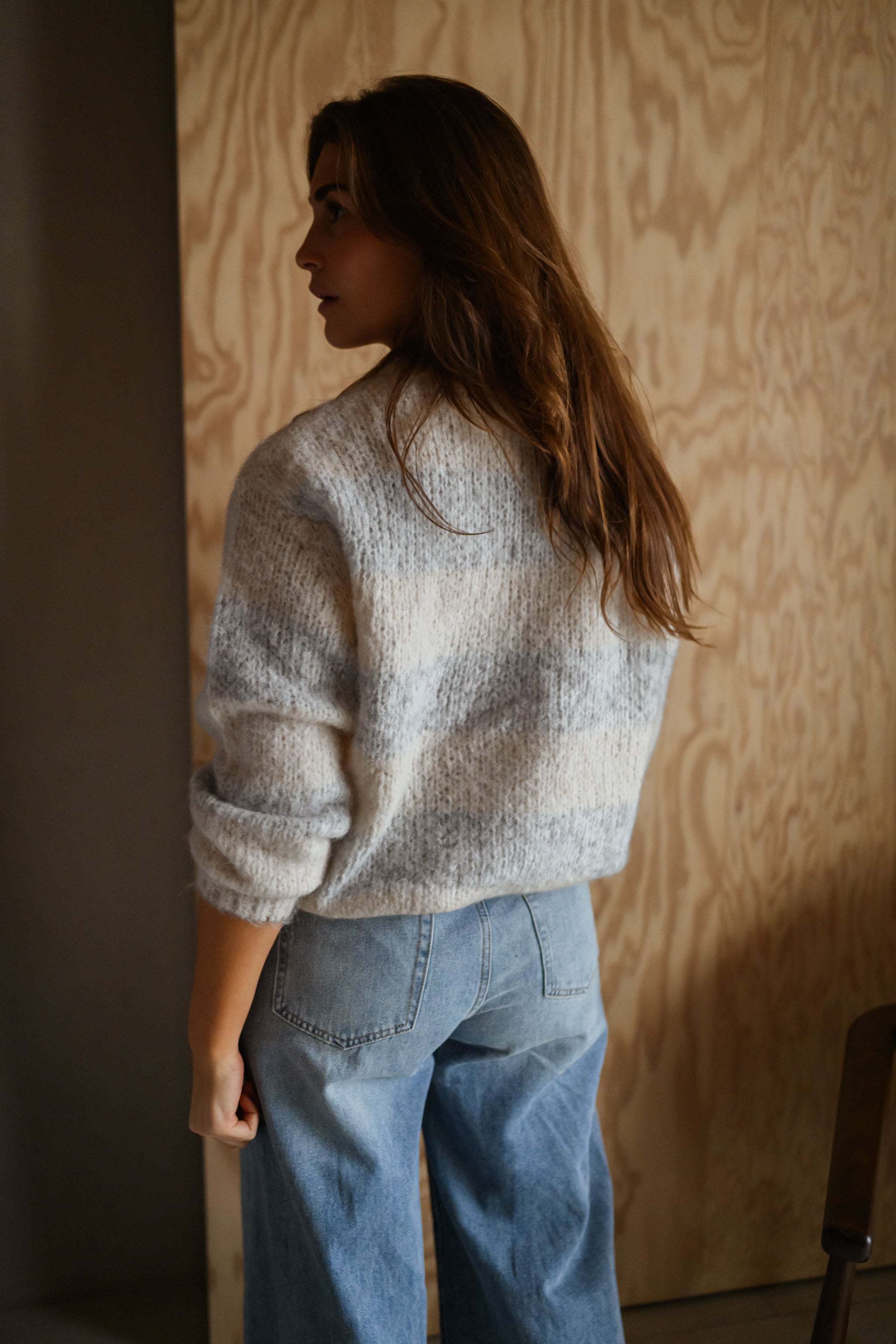 Ecru and Grey Debby Sweater