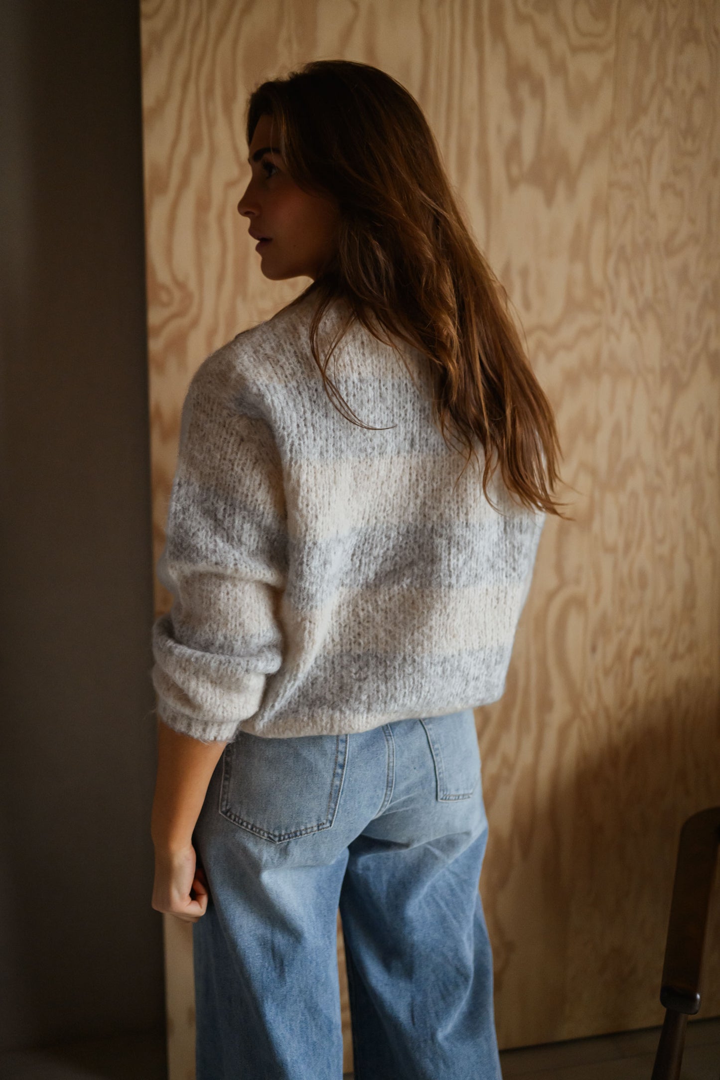 Ecru and Grey Debby Sweater