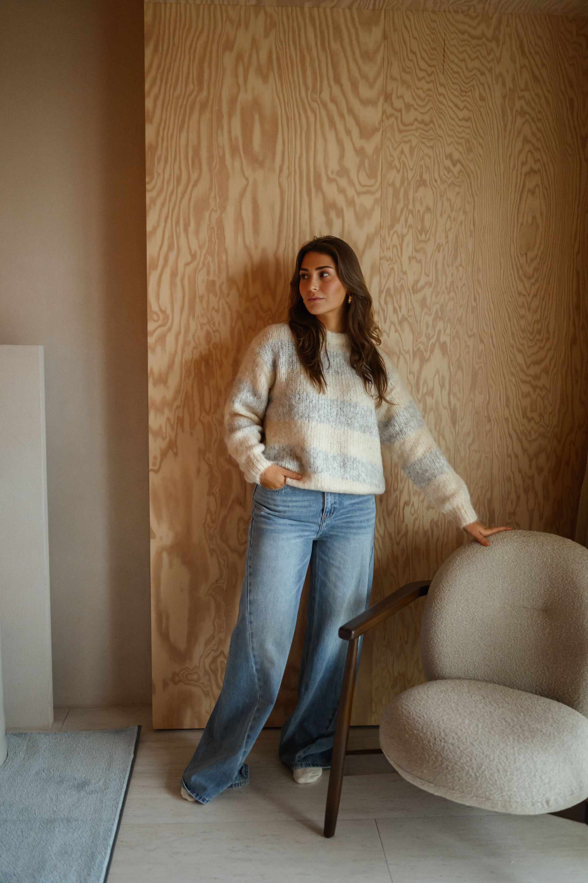 Ecru and Grey Debby Sweater