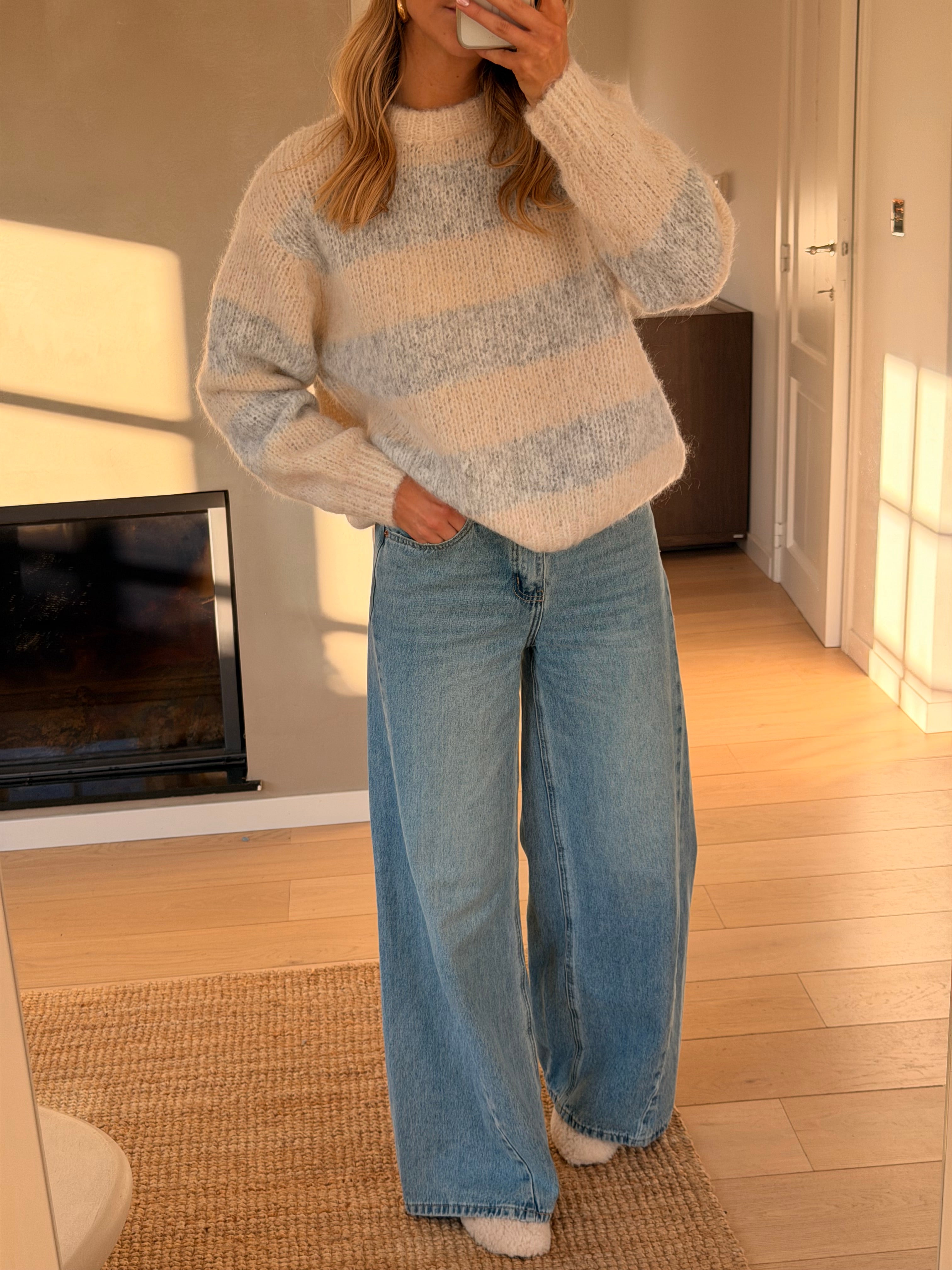 Ecru and Grey Debby Sweater