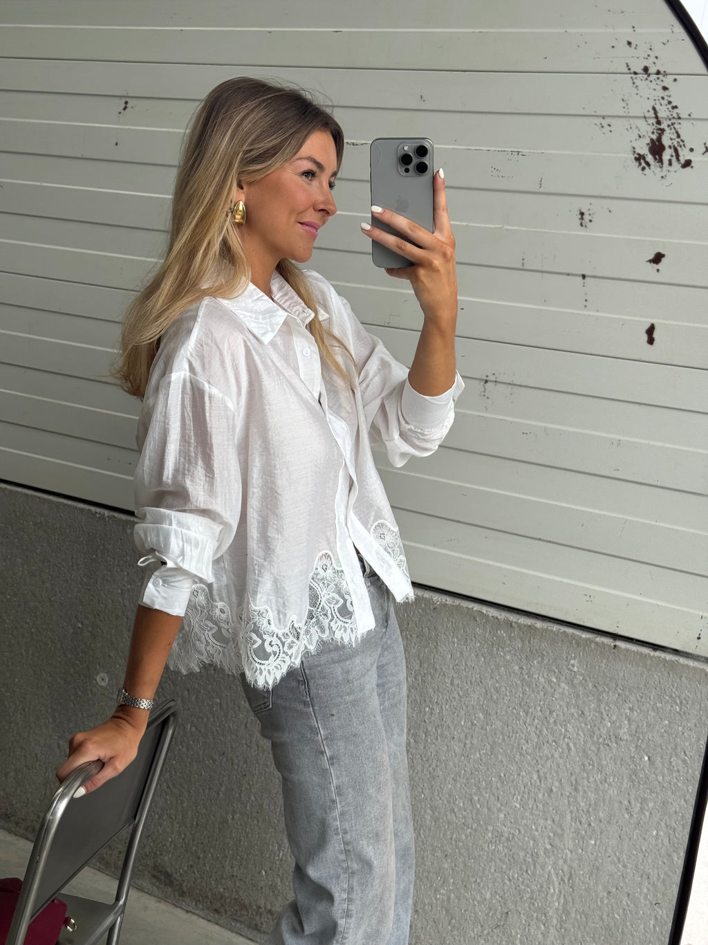 Ecru Ivan Lace-Hem Shirt | Easy Clothes | Easy Clothes North America