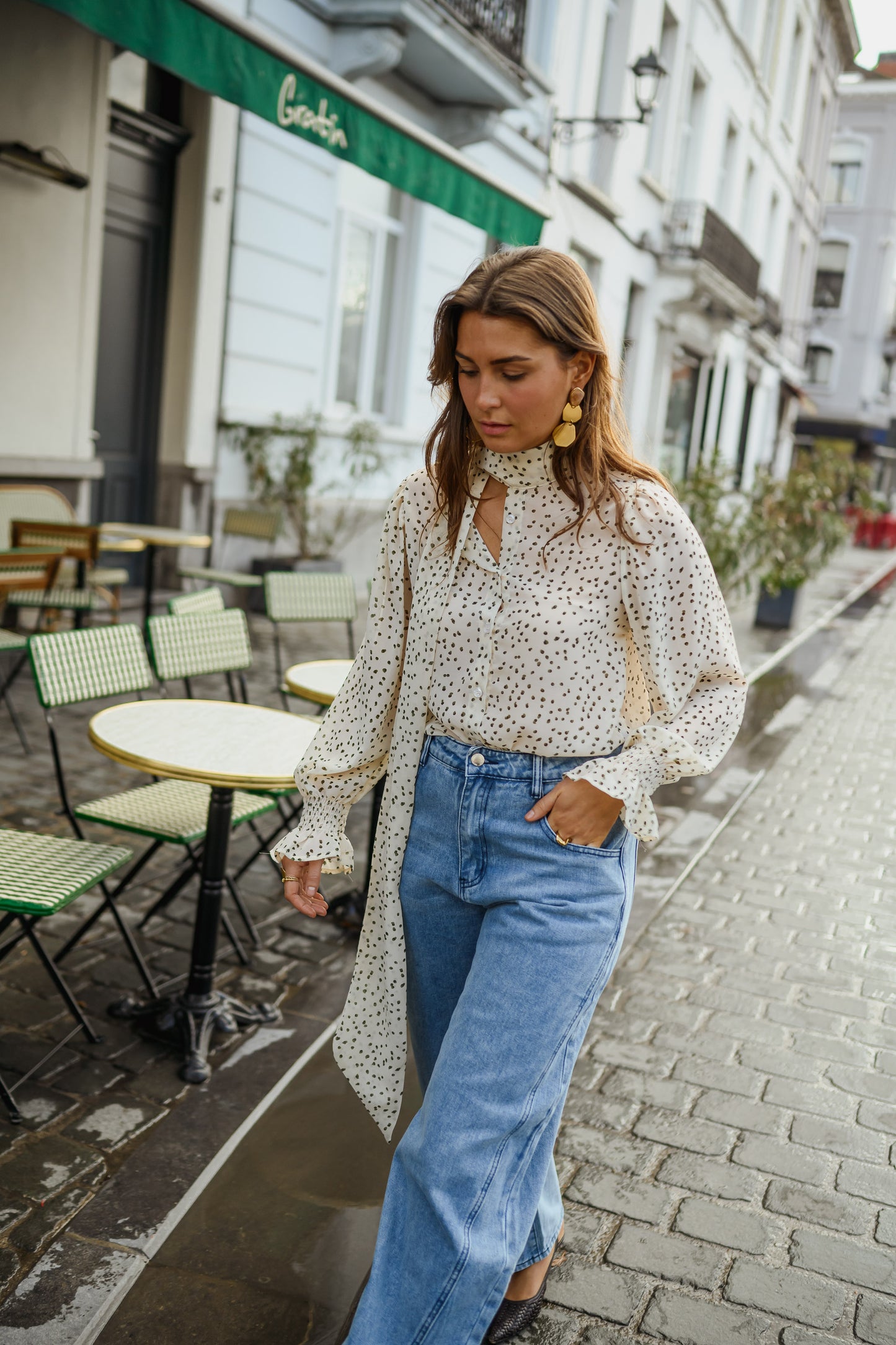 Ecru Polka Dot Clarissa Blouse