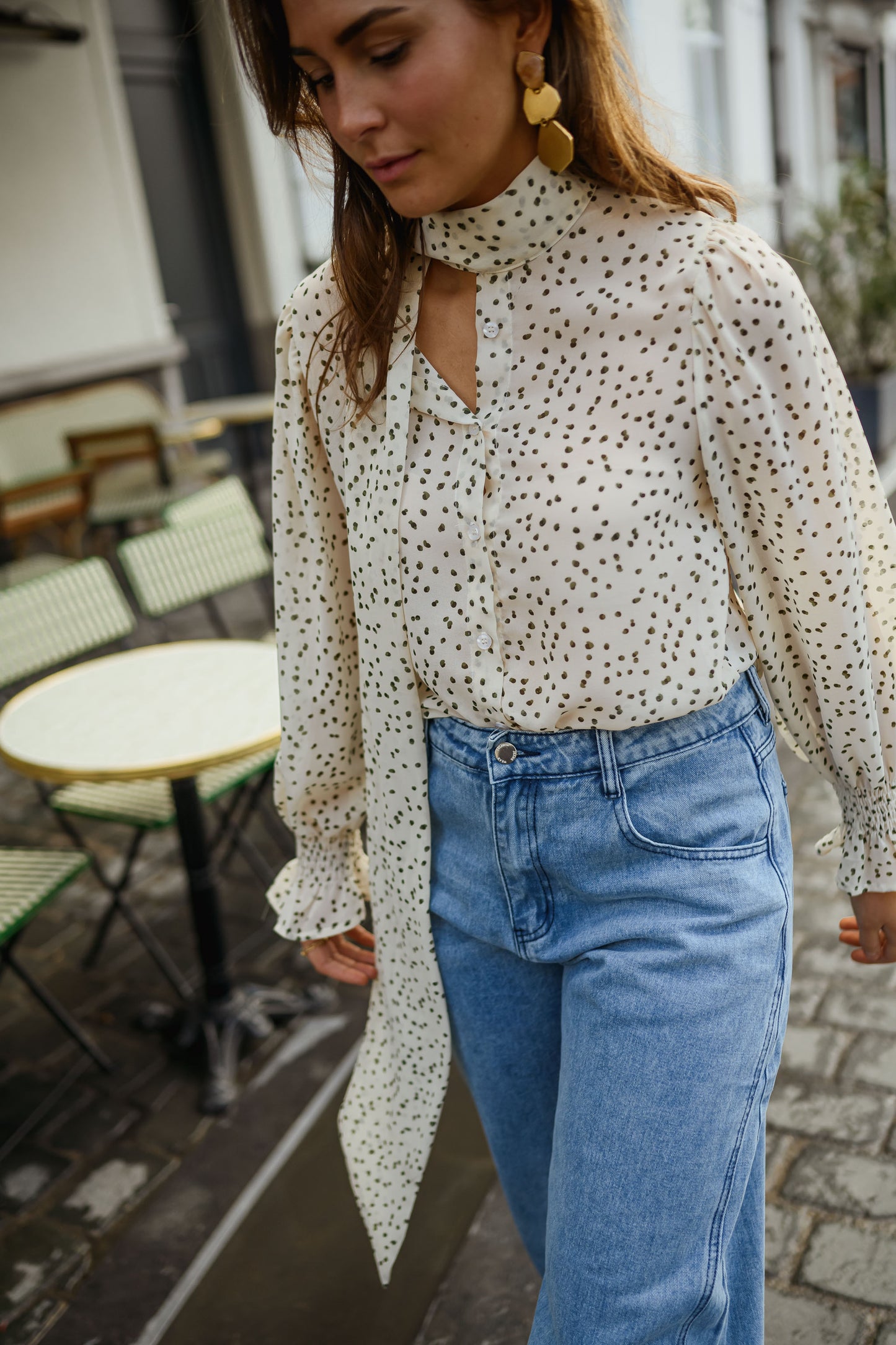 Ecru Polka Dot Clarissa Blouse
