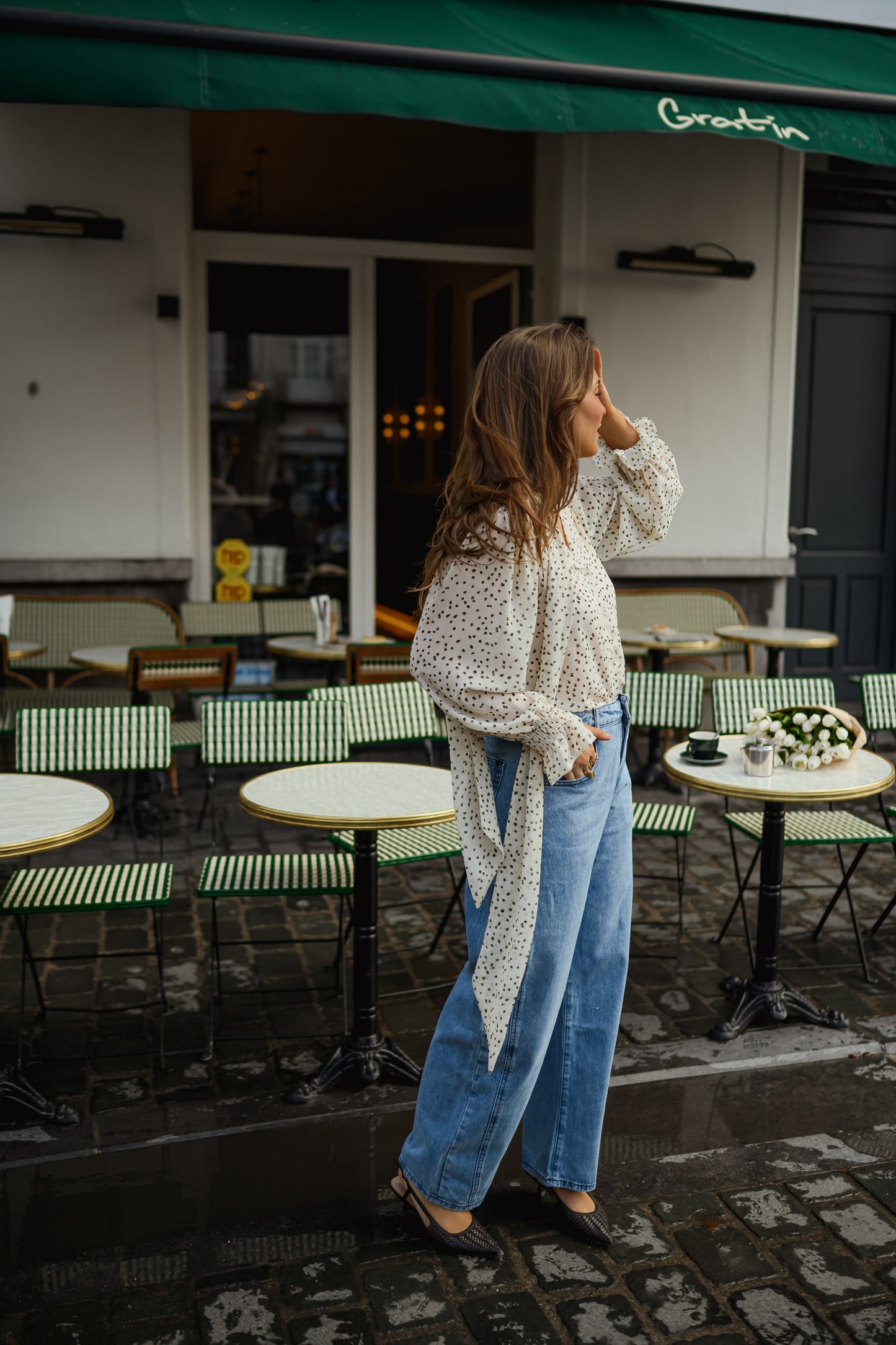 Ecru Polka Dot Clarissa Blouse