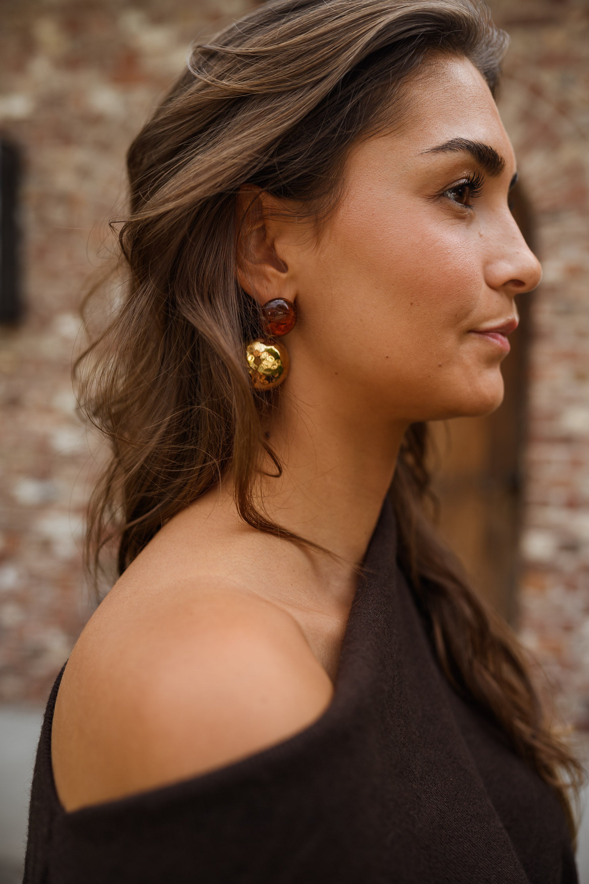 Golden and Brown Joal Earrings