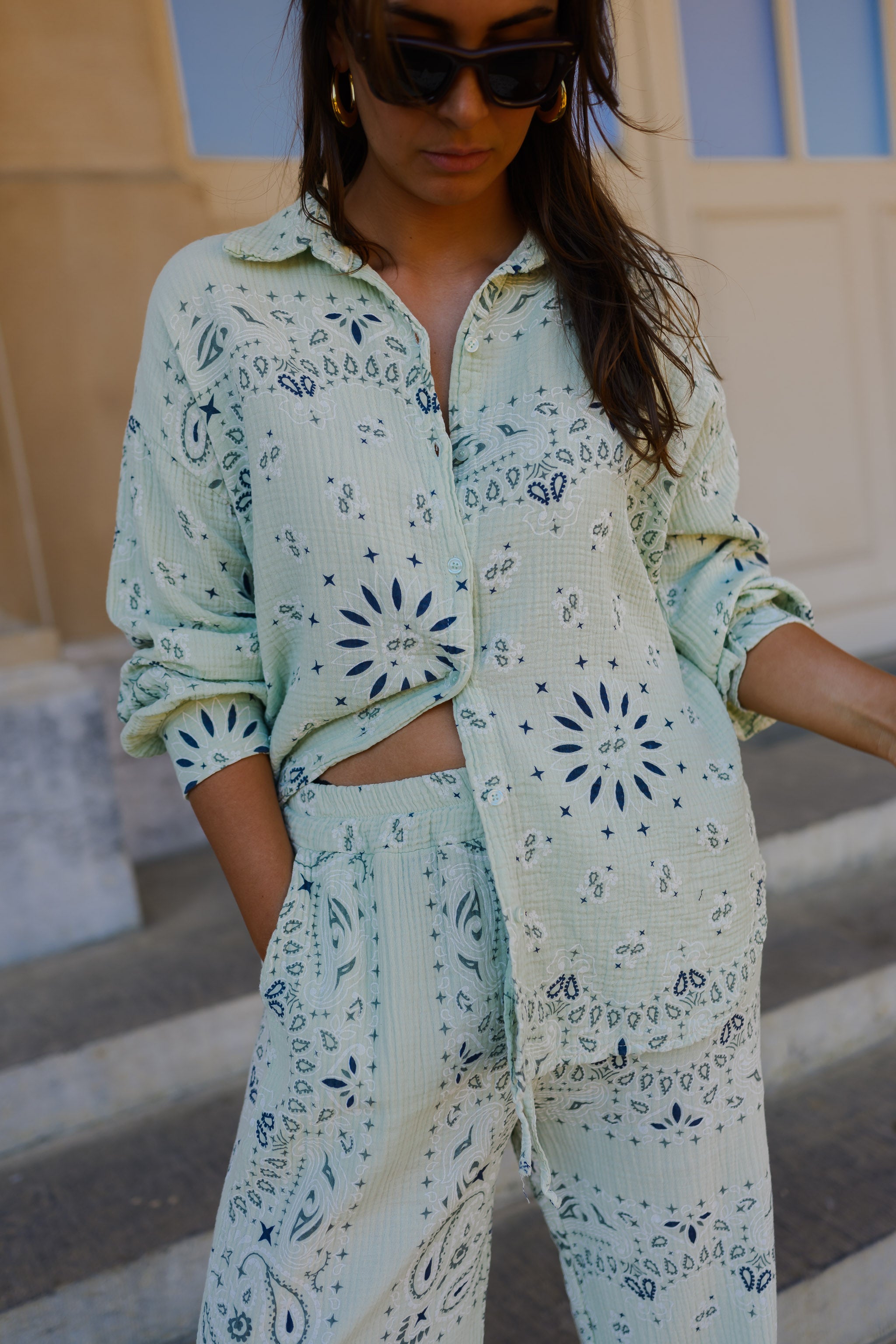 Green Patterned Sena Set