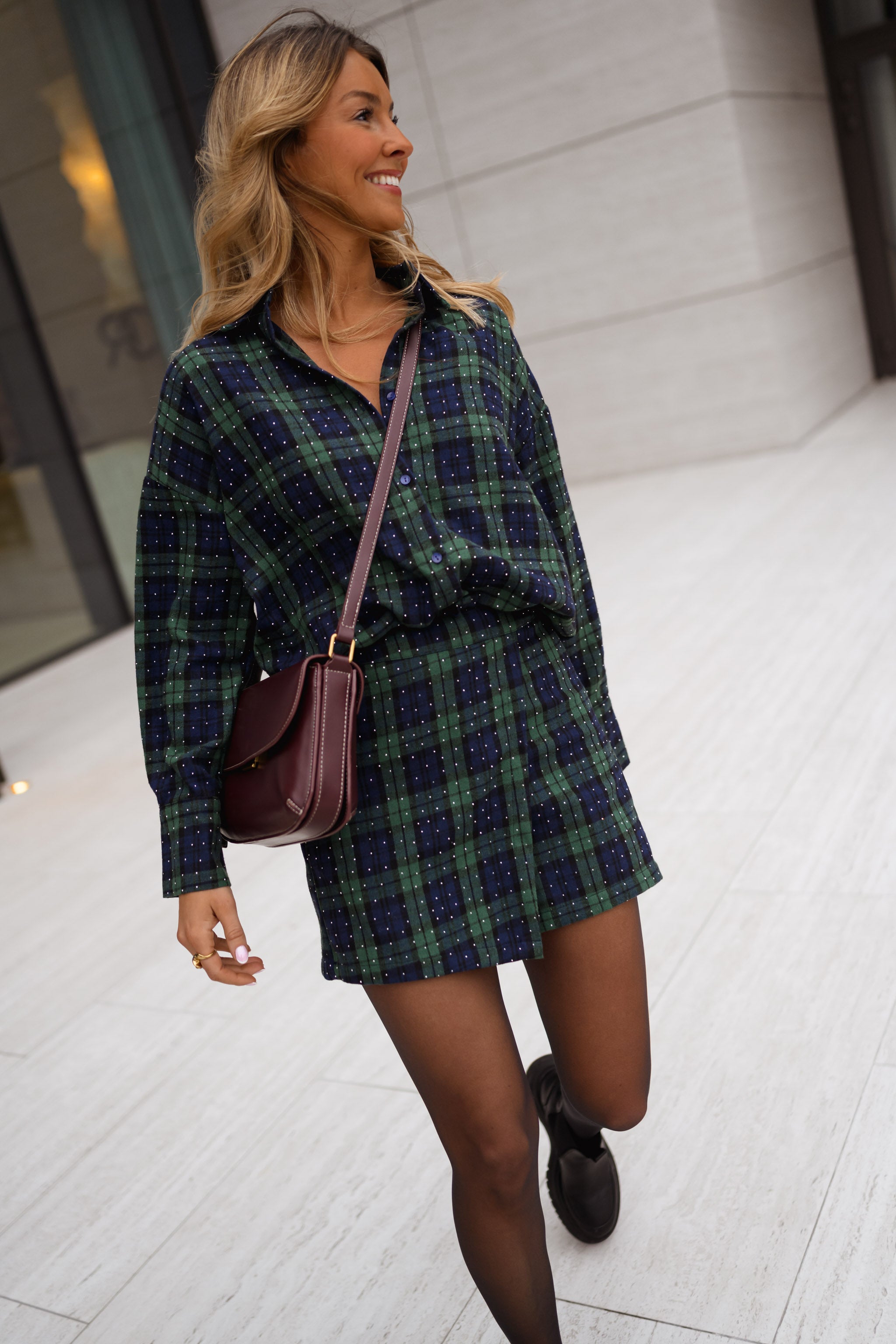 Green Plaid Cyrille Skort
