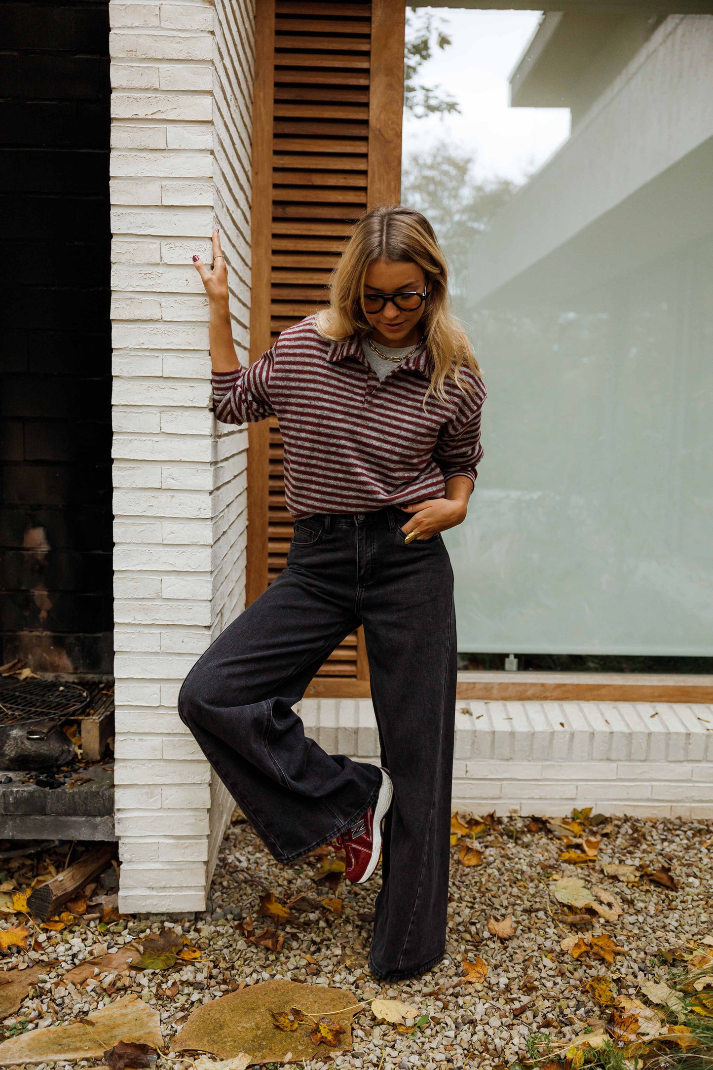 Grey and Burgundy Batista Sweater