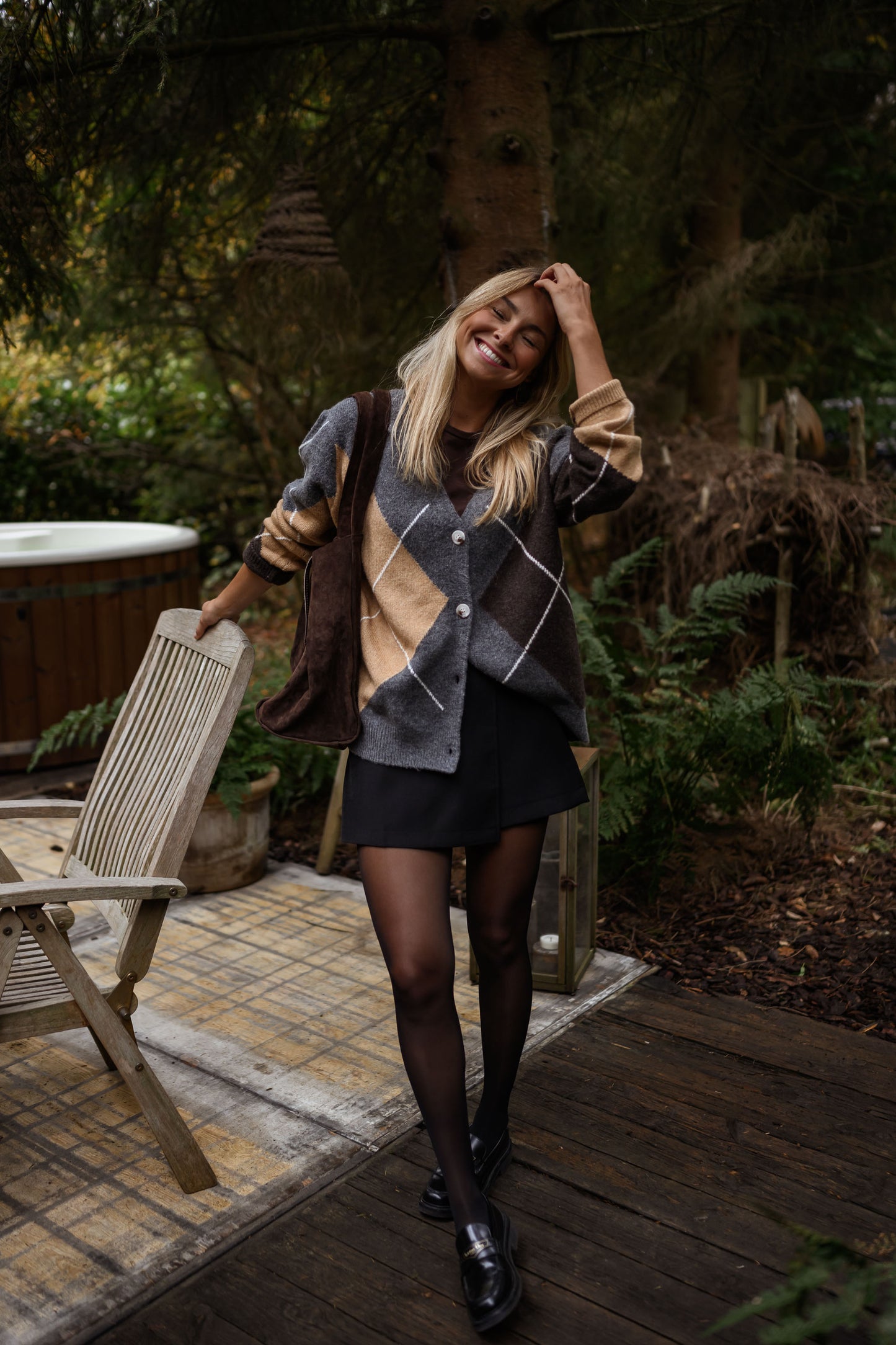 Grey Checkered Georgia Cardigan