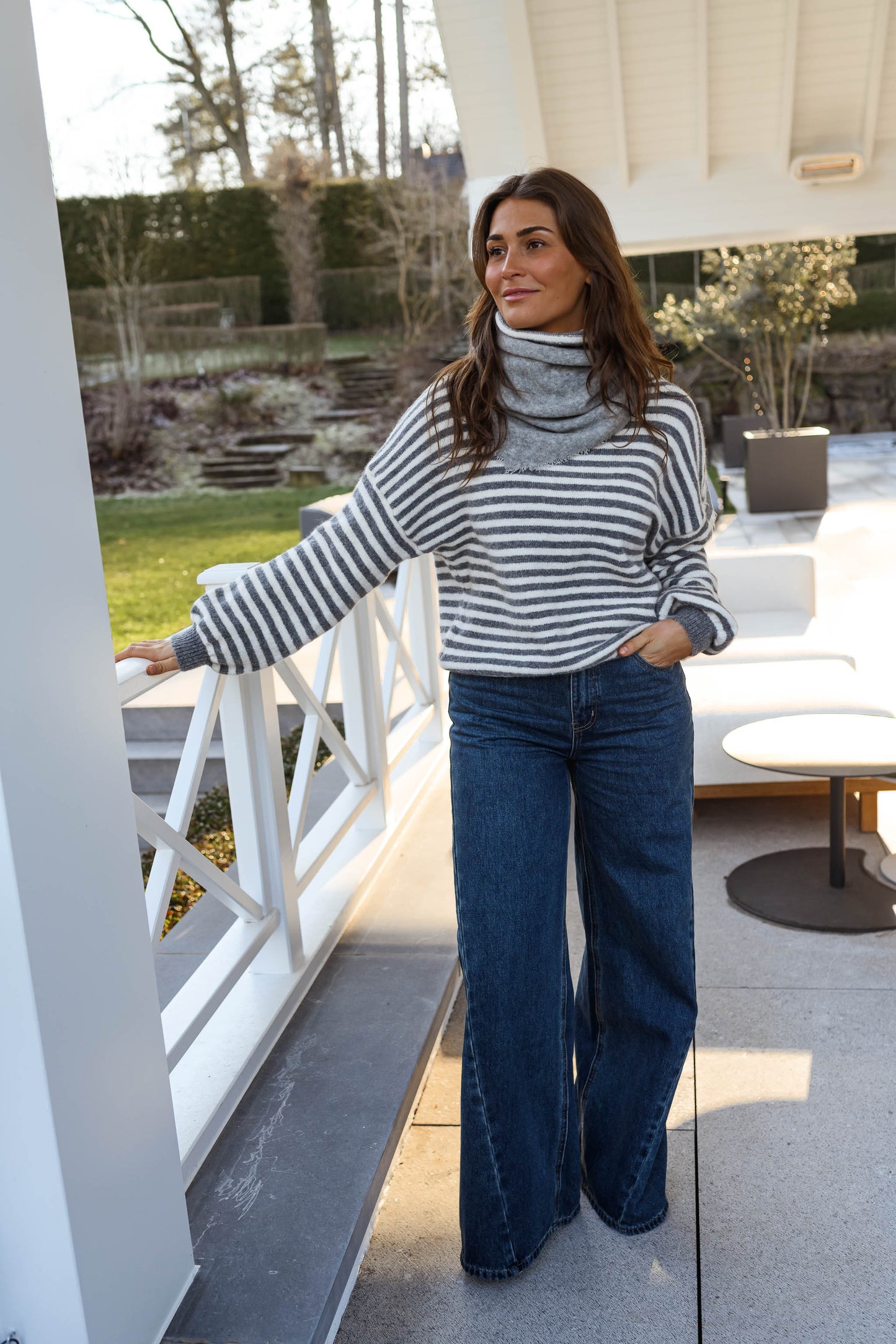 Grey and Ecru Penelope Sweater