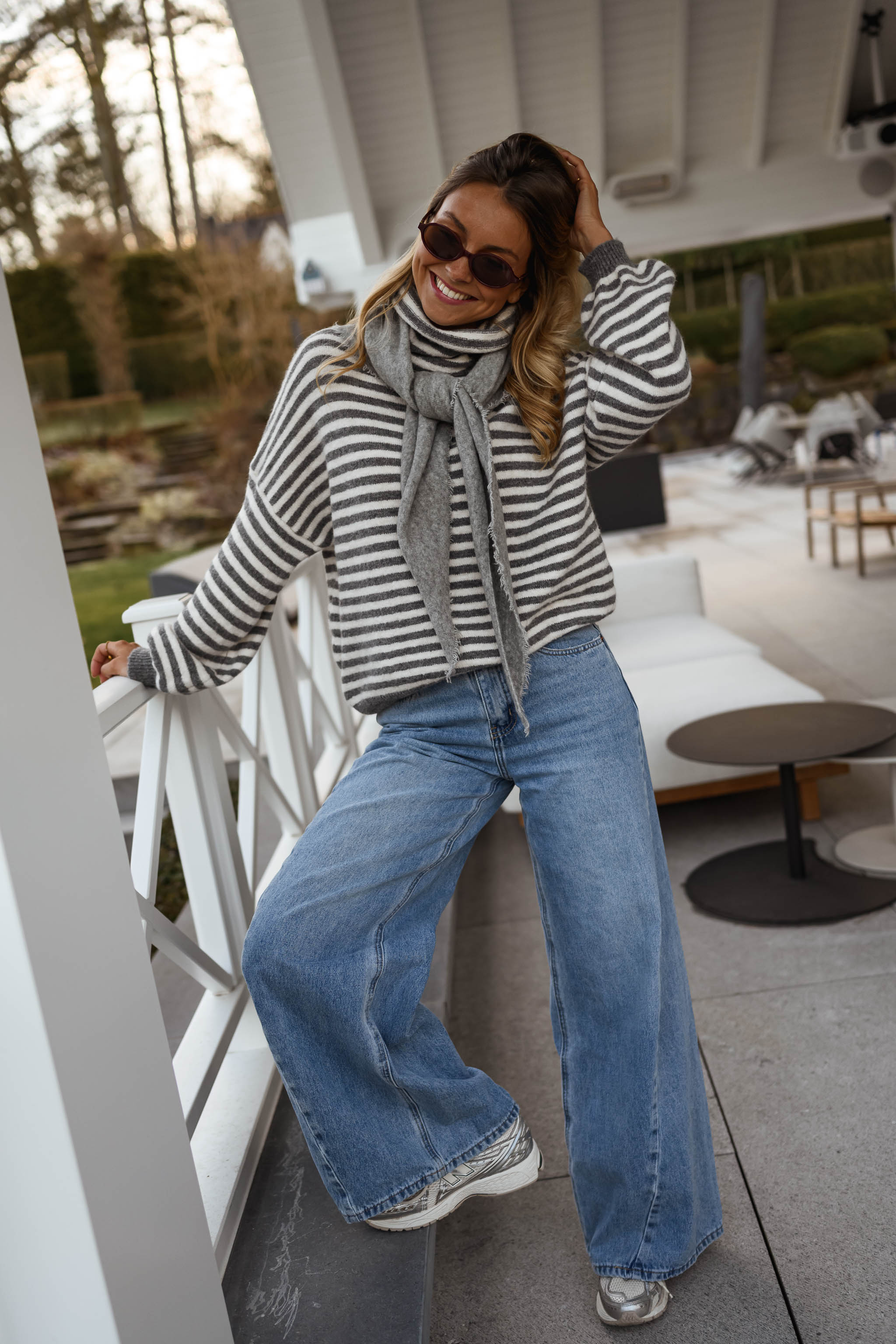 Grey and Ecru Penelope Sweater